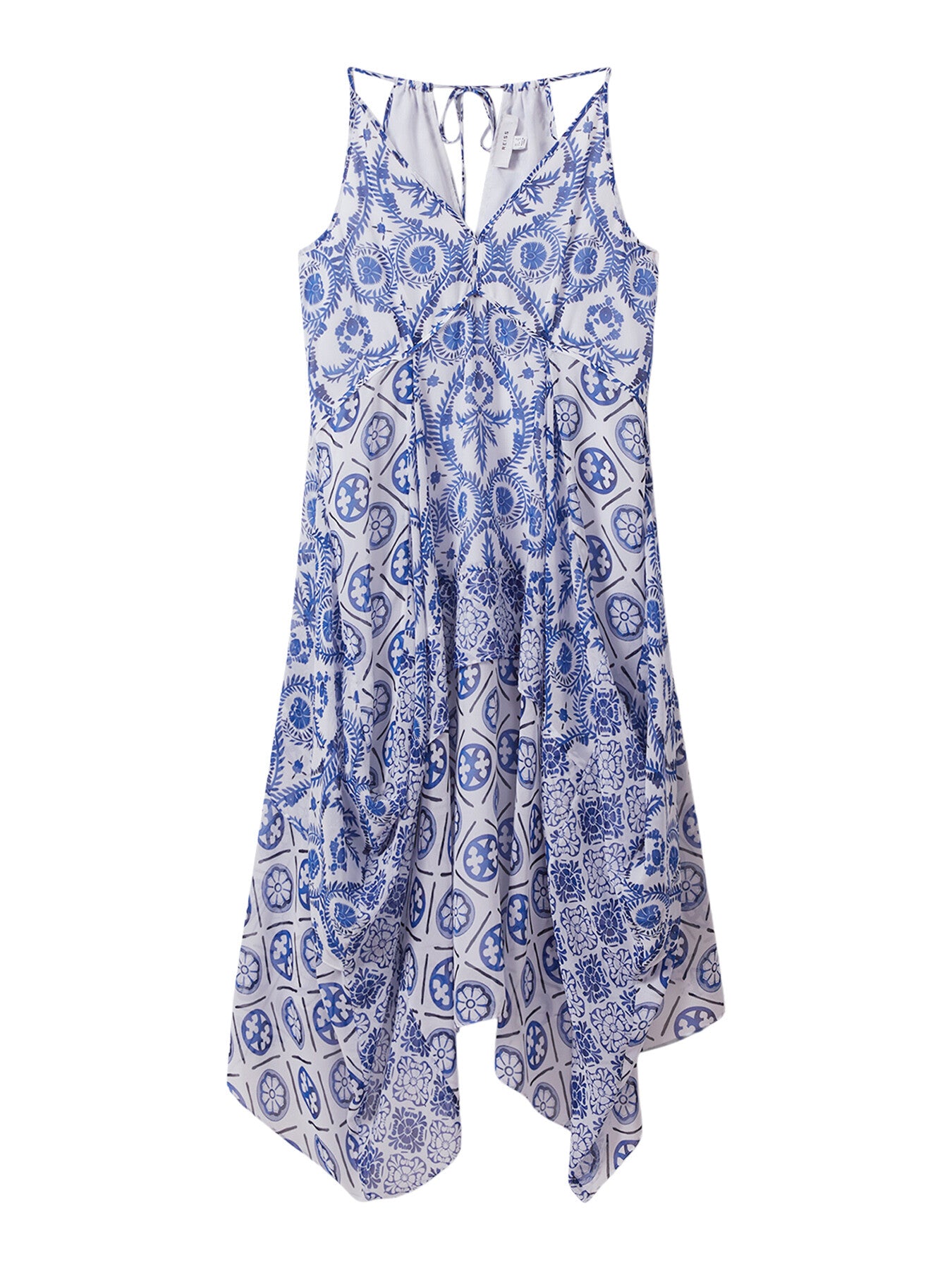 Tiller Side Pleat Asymmetric Midi Dress