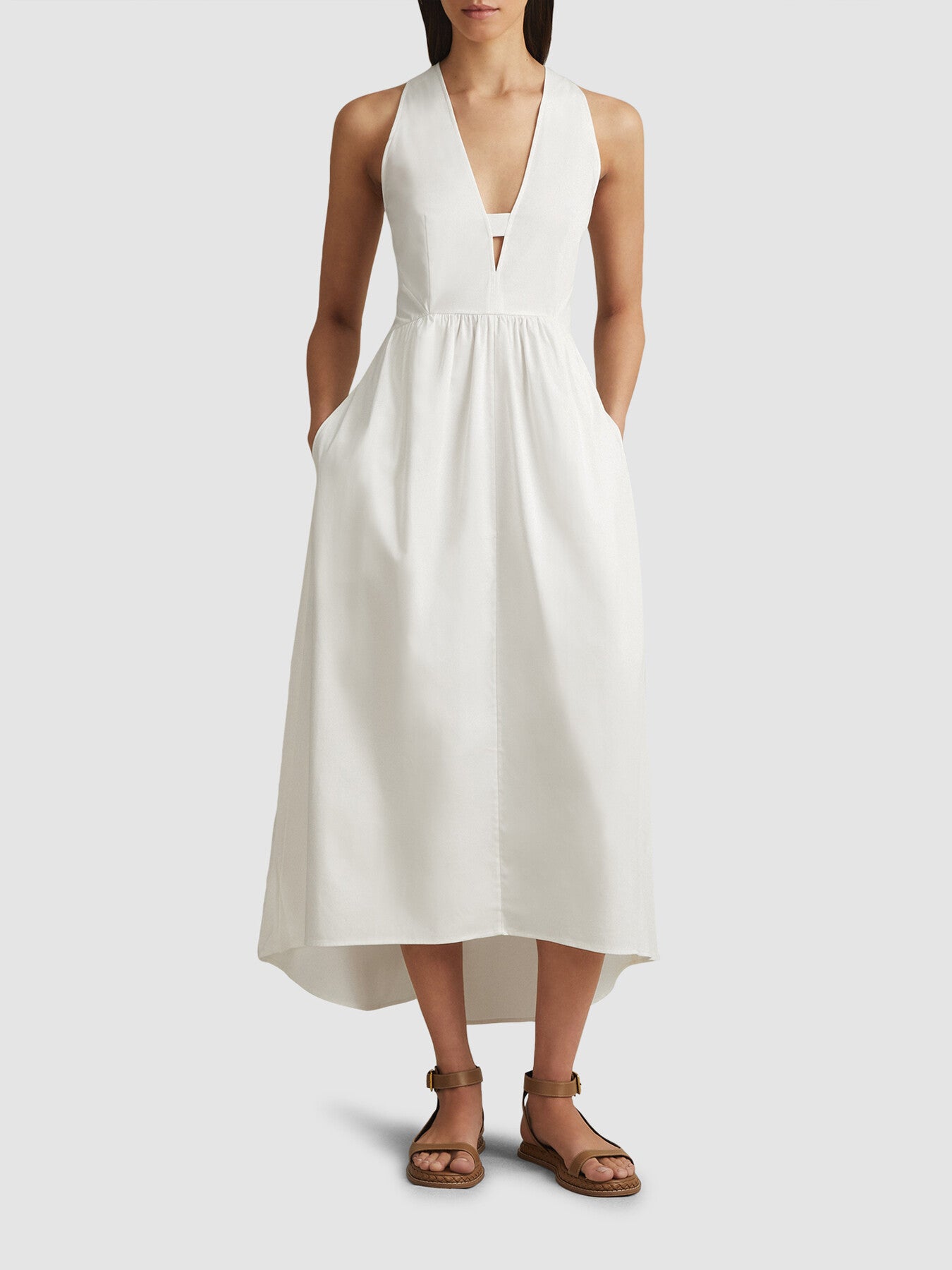 Yana Cotton Blend High-Low Midi Dress
