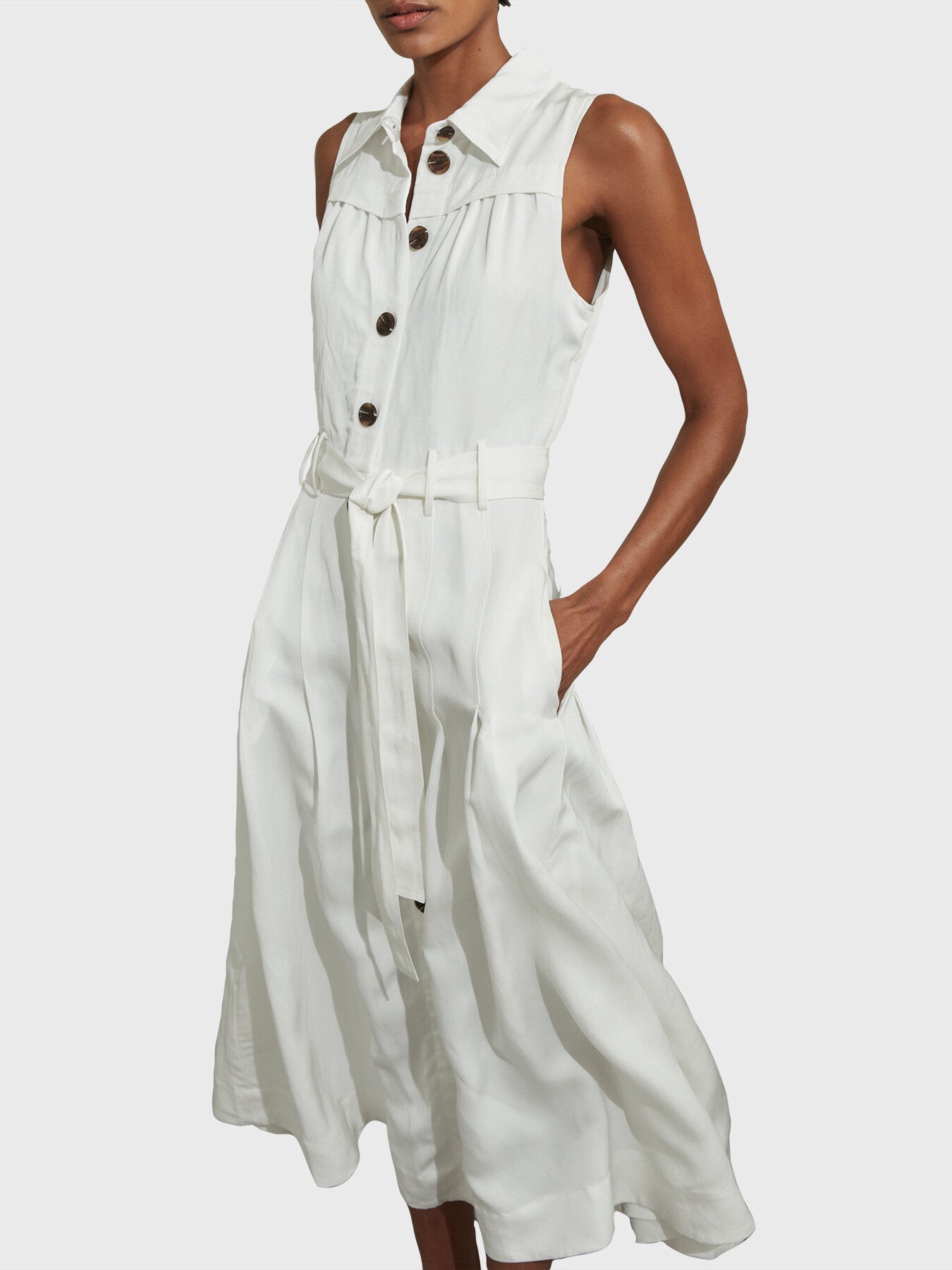 Heidi Viscose-Linen Belted Midi Dress