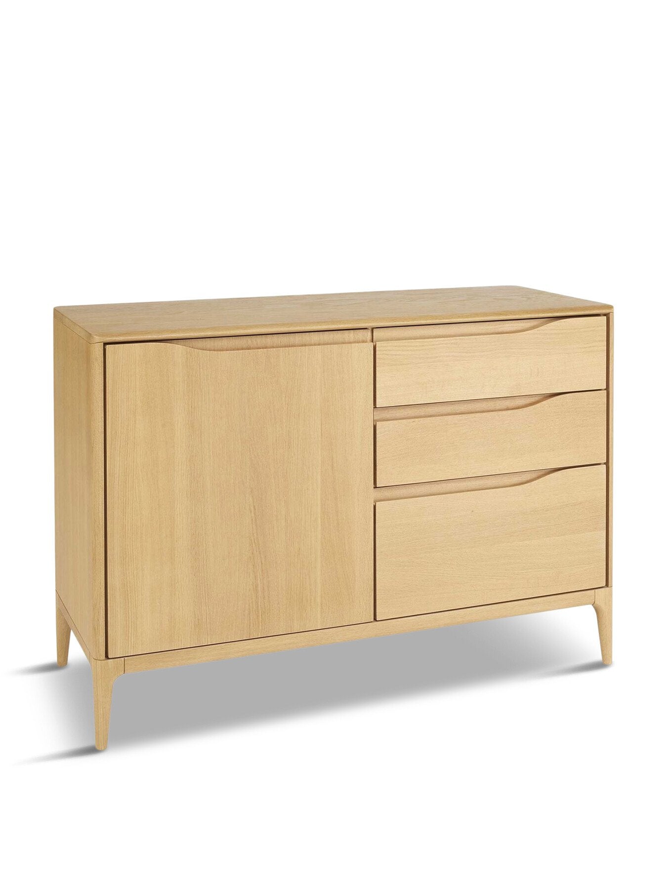 Romana Oak Wood 1 Door 3 Drawer Small Sideboard