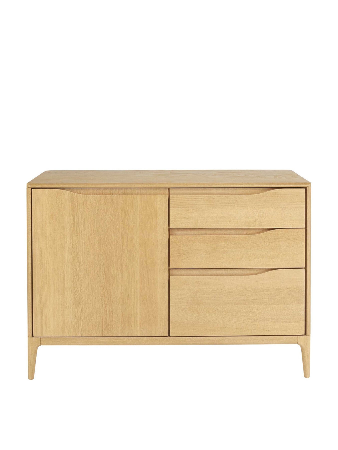 Romana Oak Wood 1 Door 3 Drawer Small Sideboard