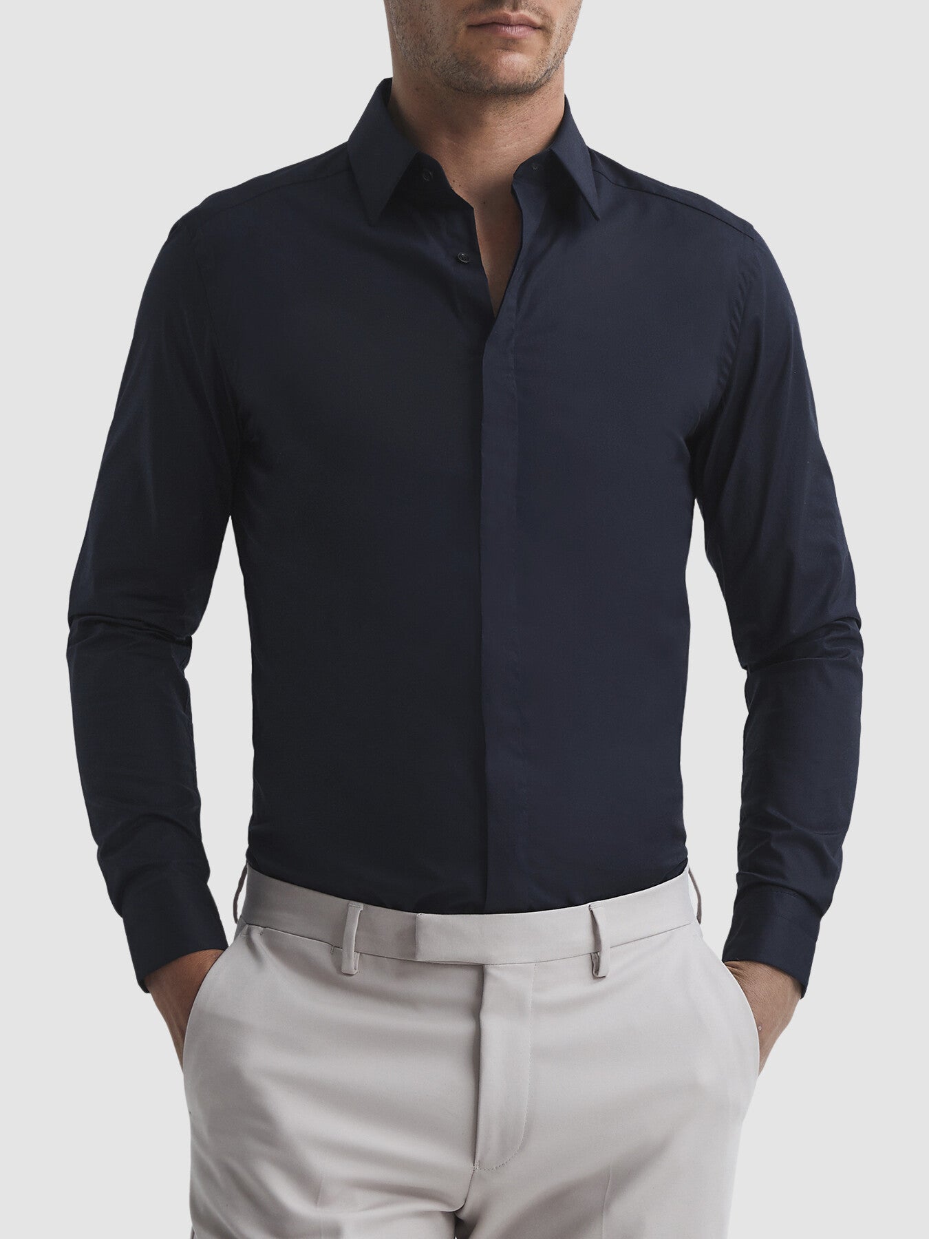 Kiana Cotton Stretch Poplin Slim Fit Shirt