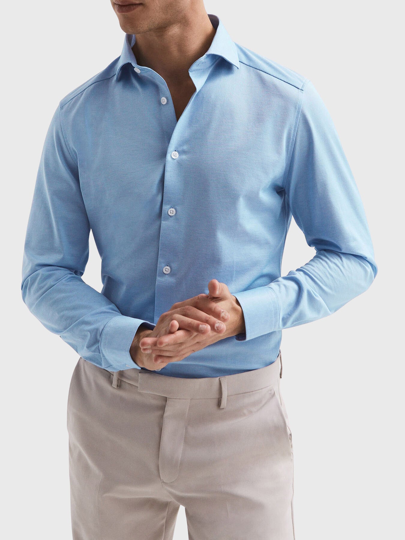Nate Cutaway Collar Jersey Slim Fit Shirt