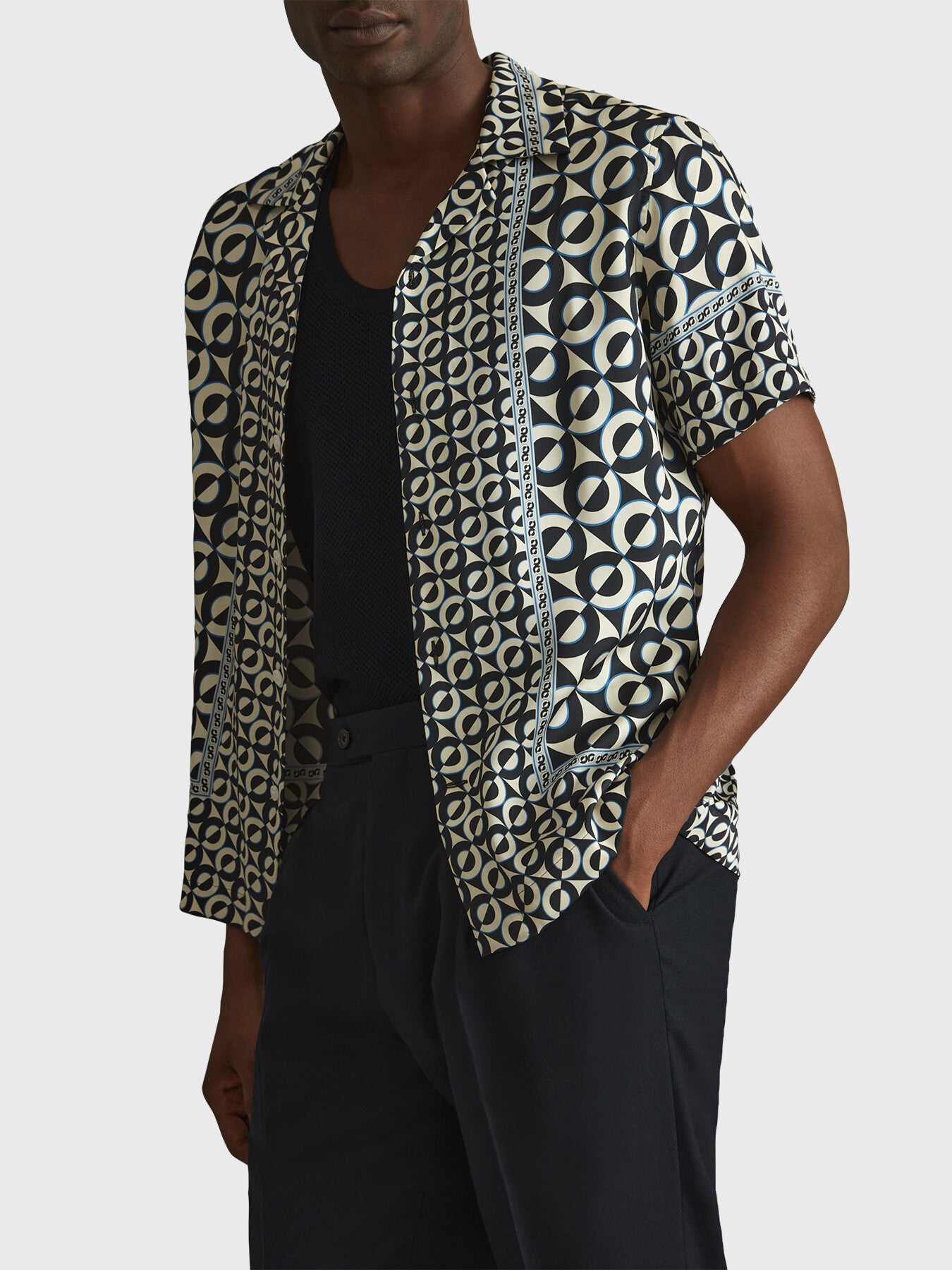 Prentice Geometric Print Cuban Collar Shirt