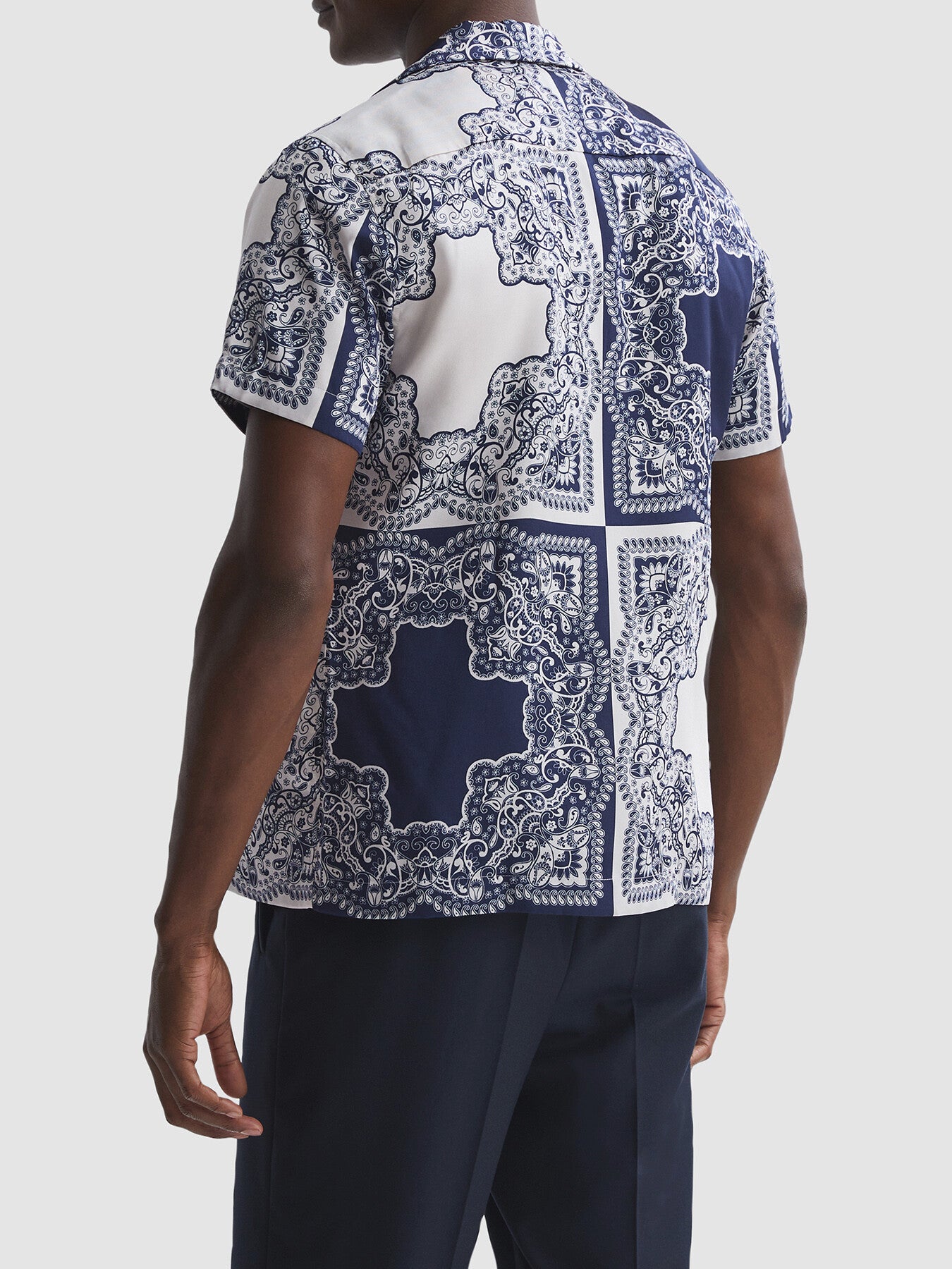 Loxley Printed Cuban Collar Button Through T-Sh