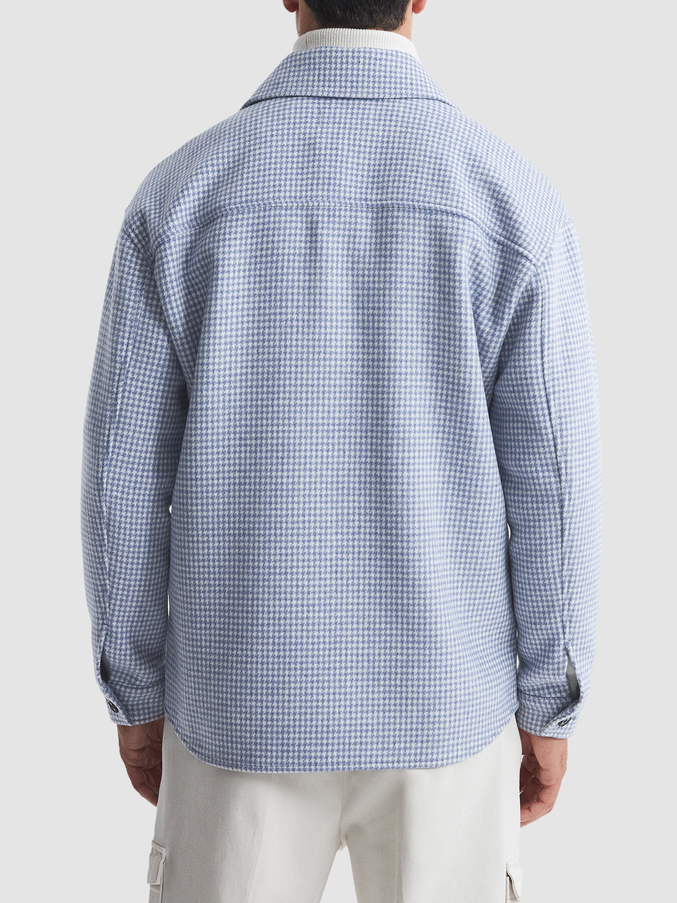 Pale BlueZack Houndstooth Button-Through Overshirt