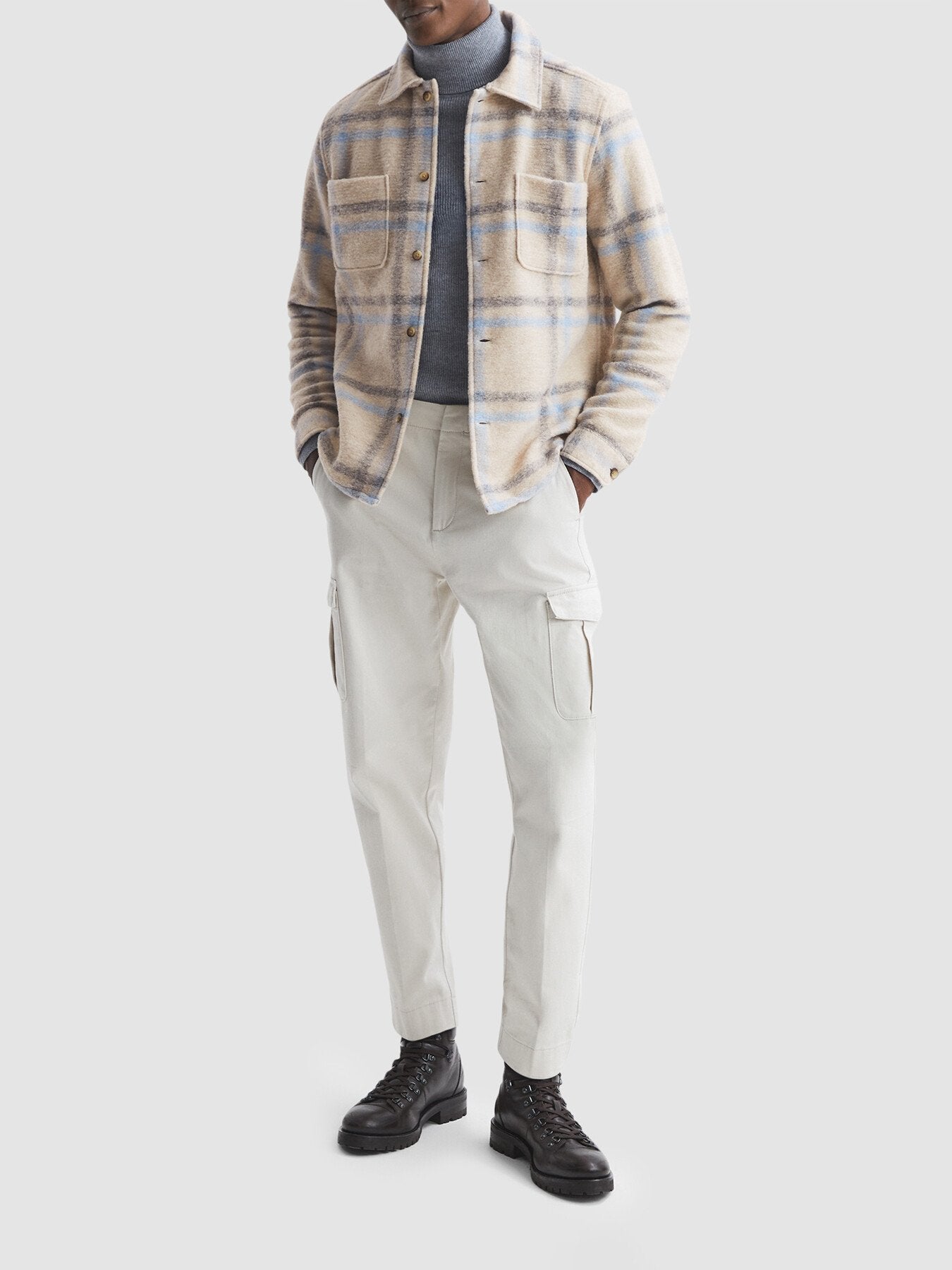 NaturalJoe Wool Blend Check Overshirt