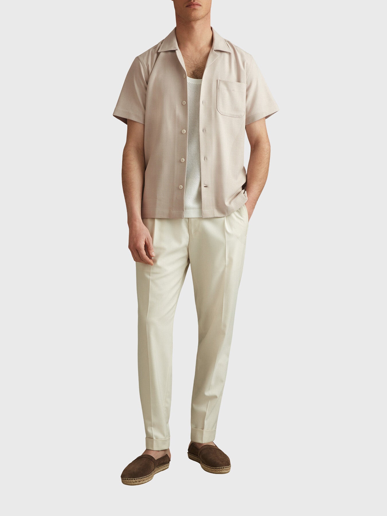 Nitus Herringbone Cuban Collar Shirt