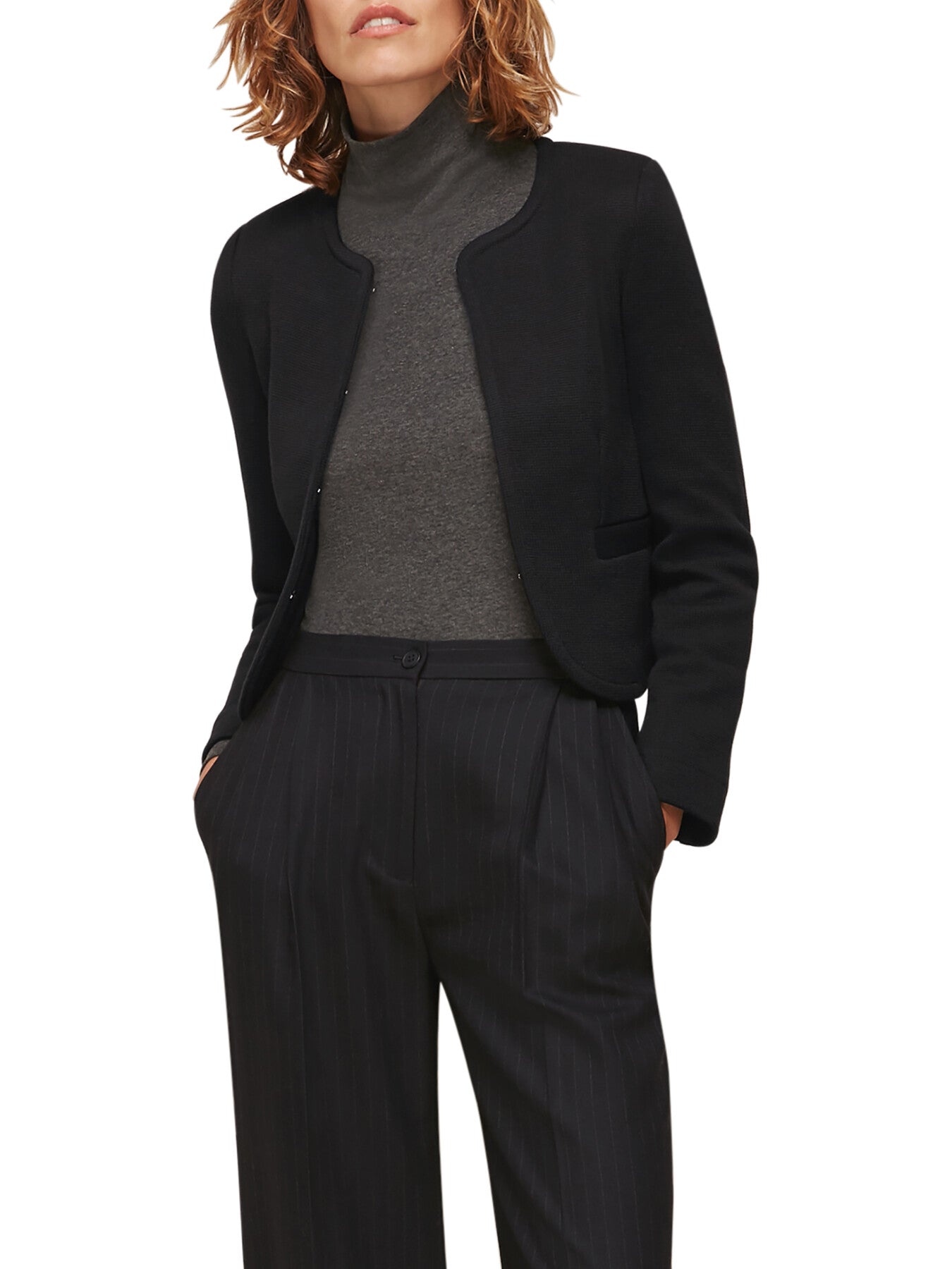 Collarless Jersey Jacket