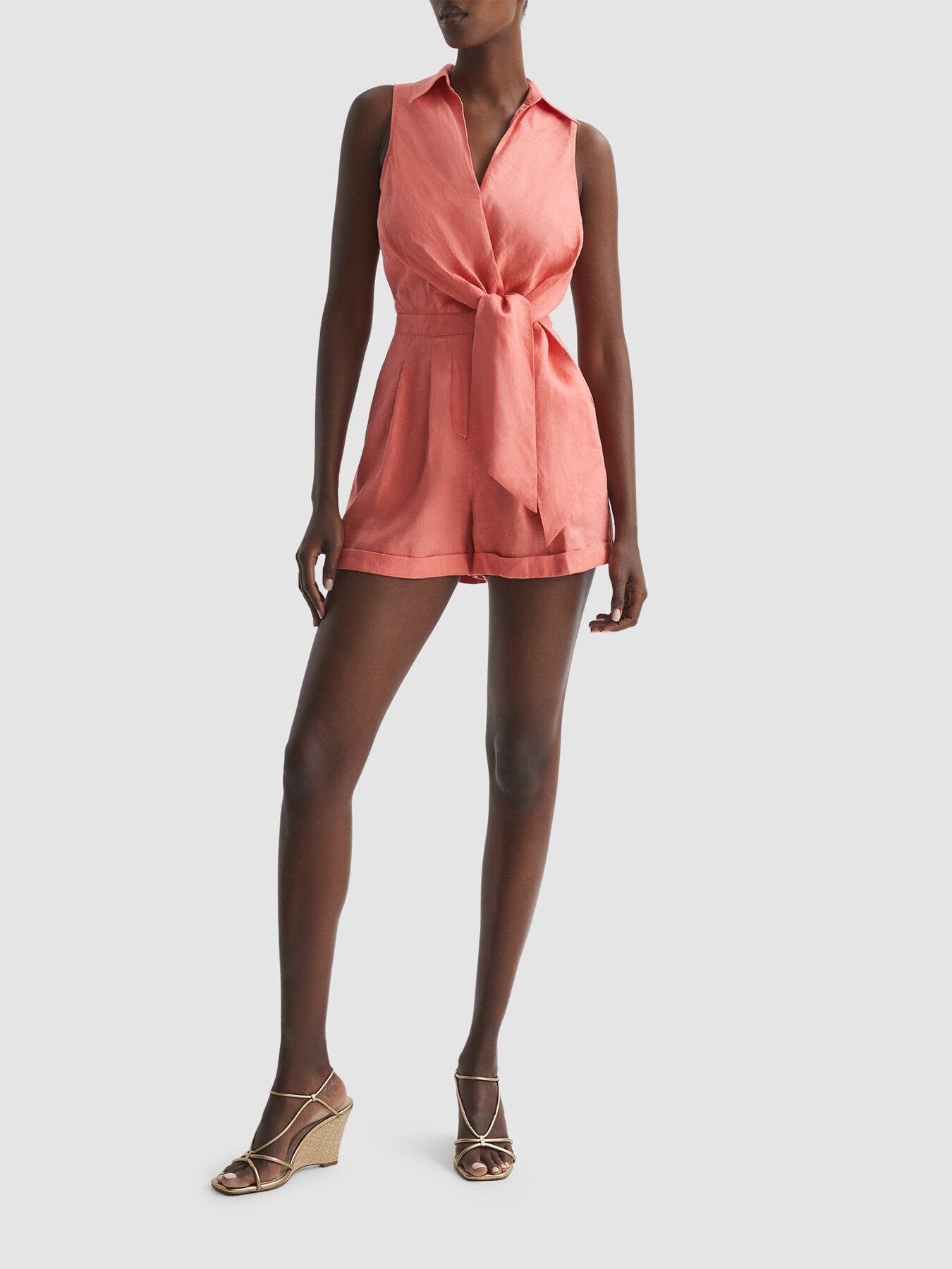 Suki Sleeveless Linen Playsuit