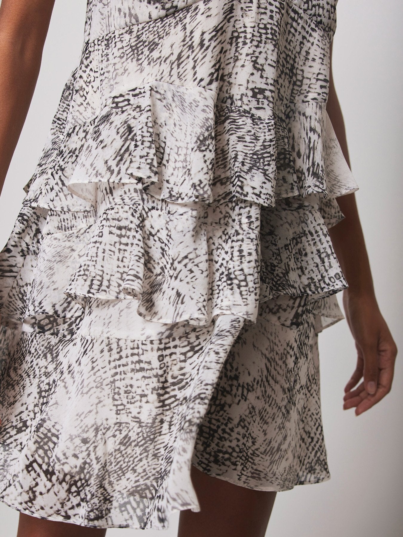 Snake Print Ruffle Mini Dress
