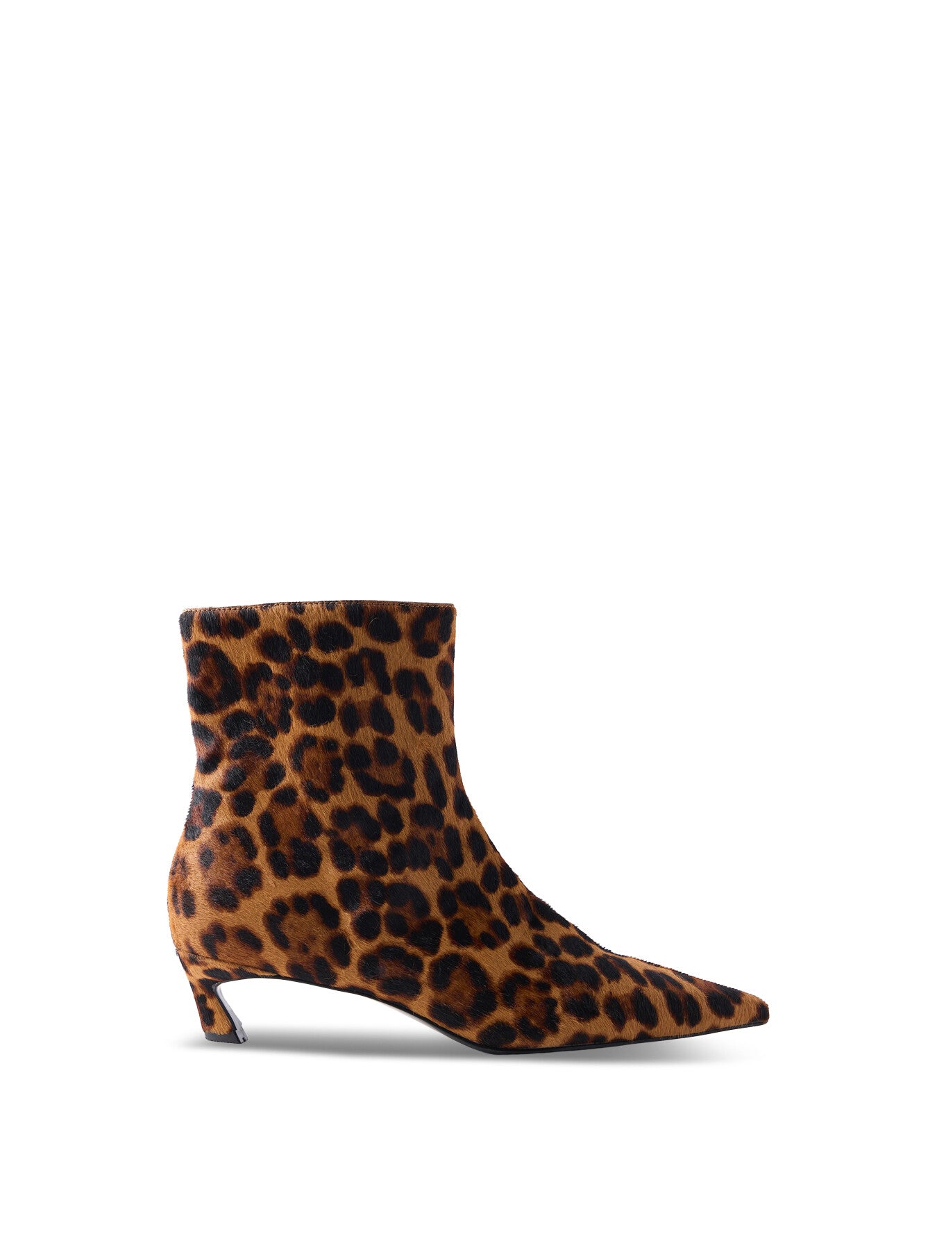 Leopard Print Leather Textured Ankle Boot