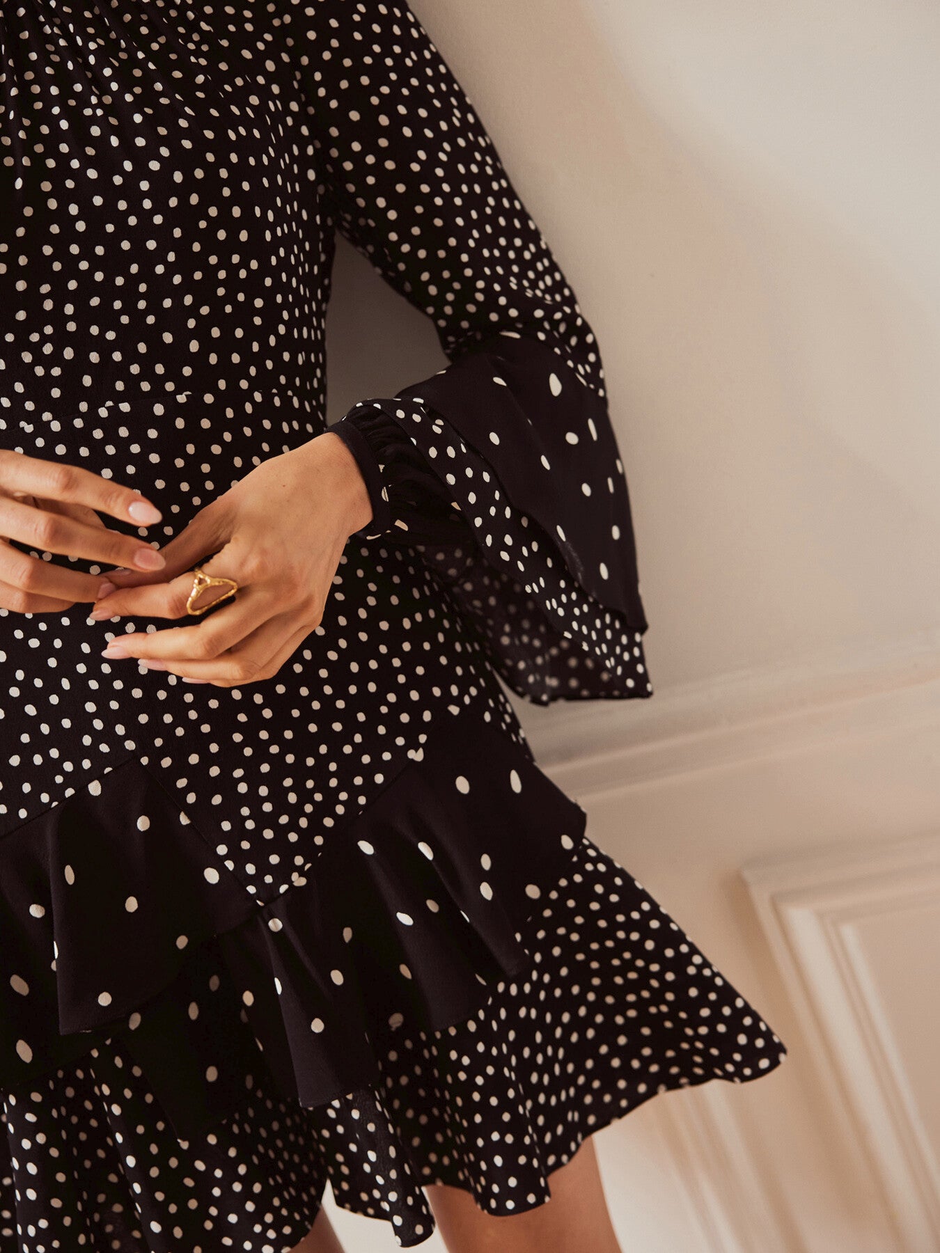 Spot Print Ruffle Mini Dress