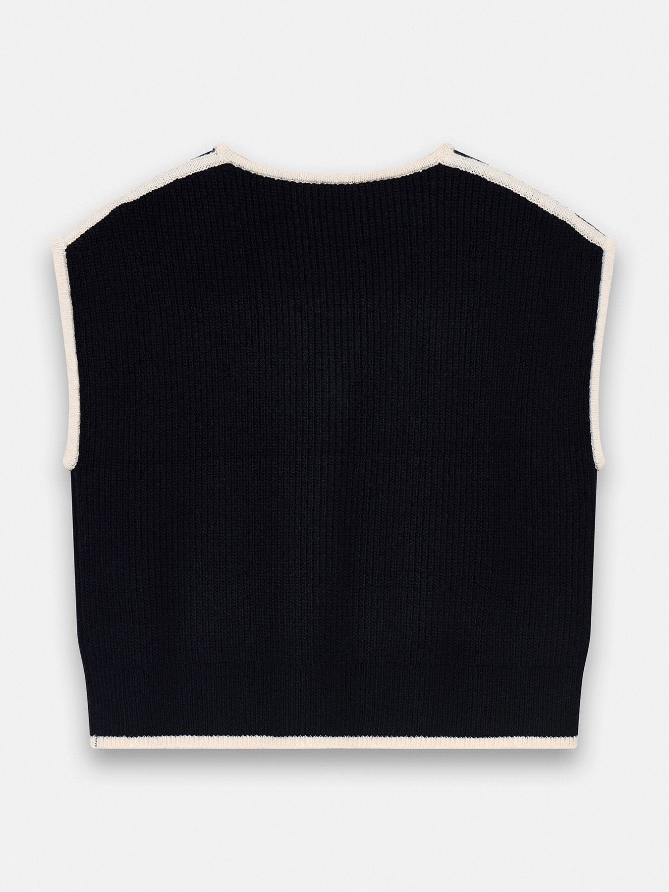 Contrast Trim Sleeveless Cardigan