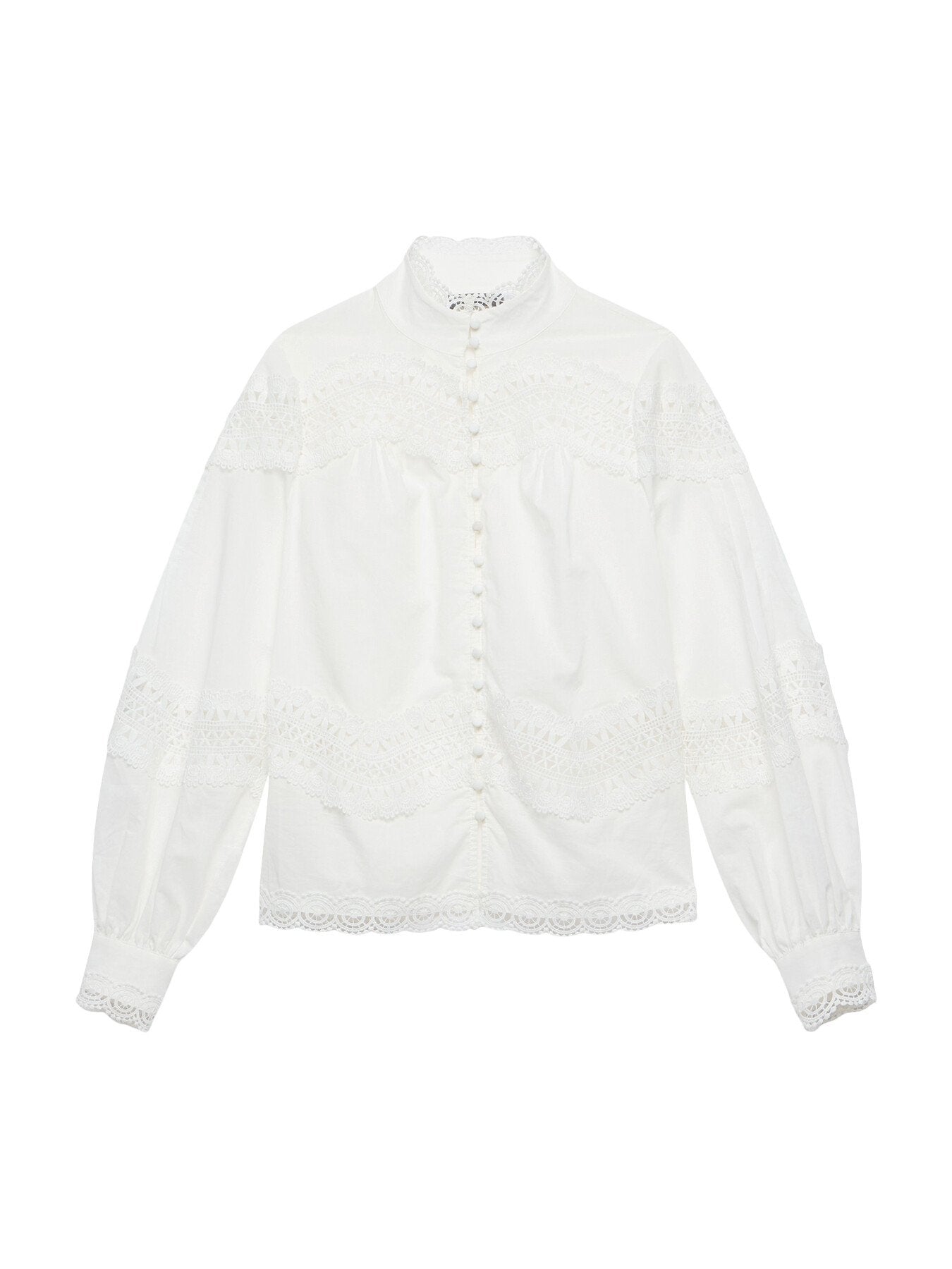 White Cotton Lace Detail Blouse