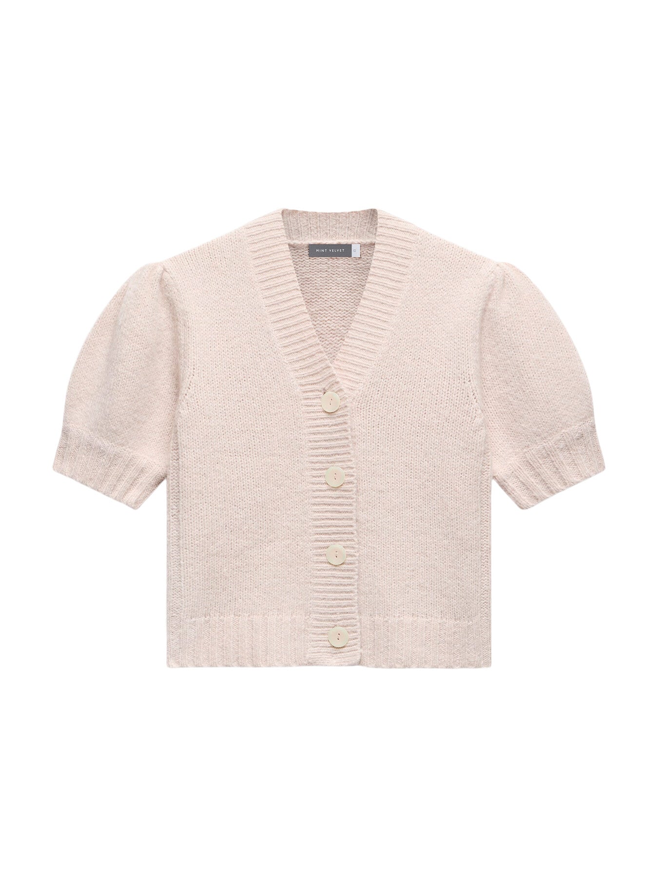 Pink Wool Blend Knit Cardigan