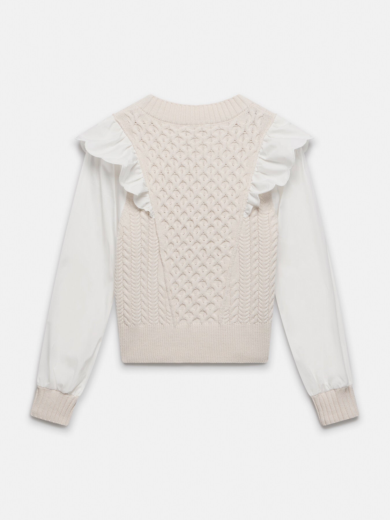 White Cotton Sleeve Knit Jumper