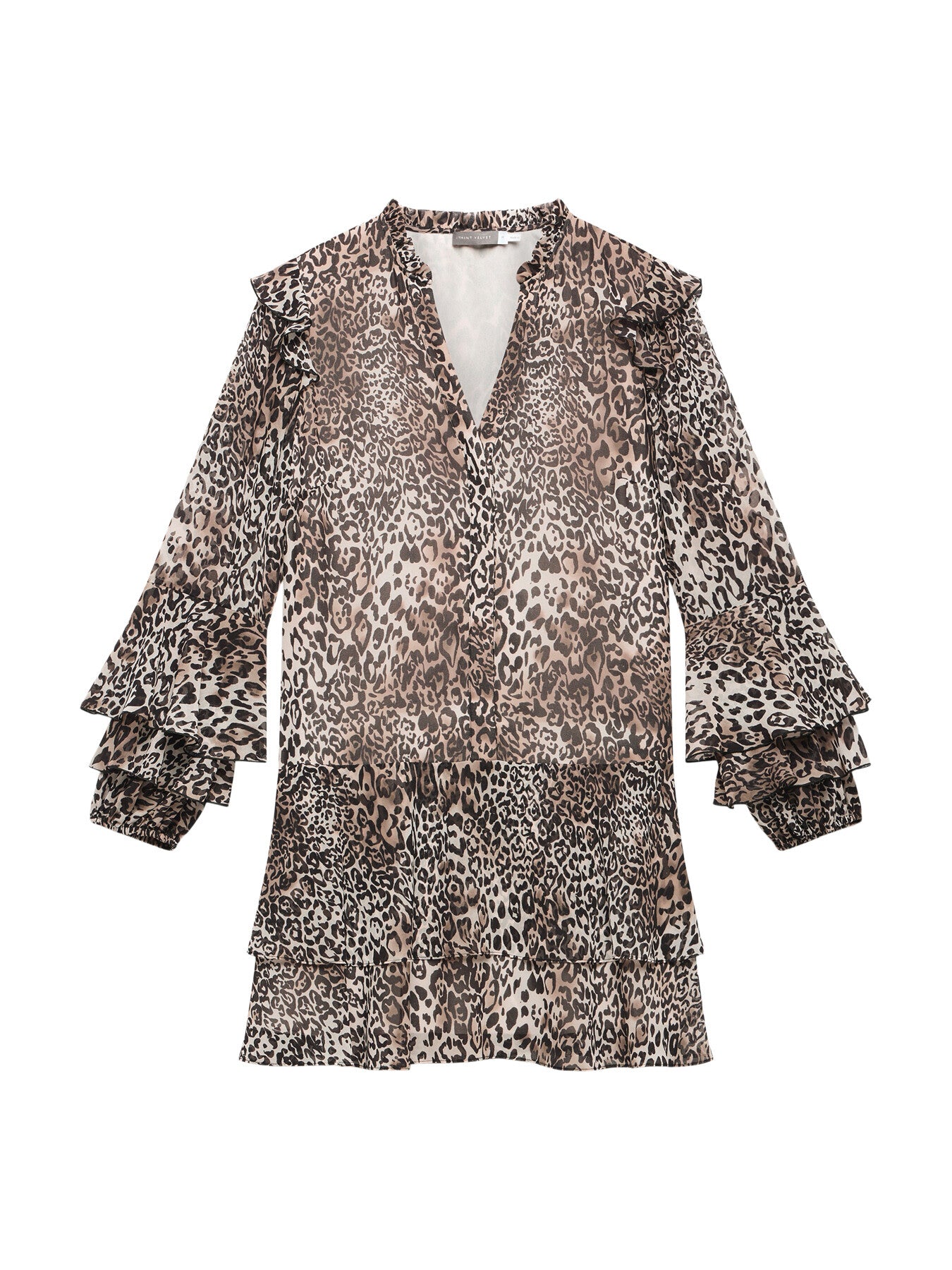 Leopard Print Ruffle Mini Dress