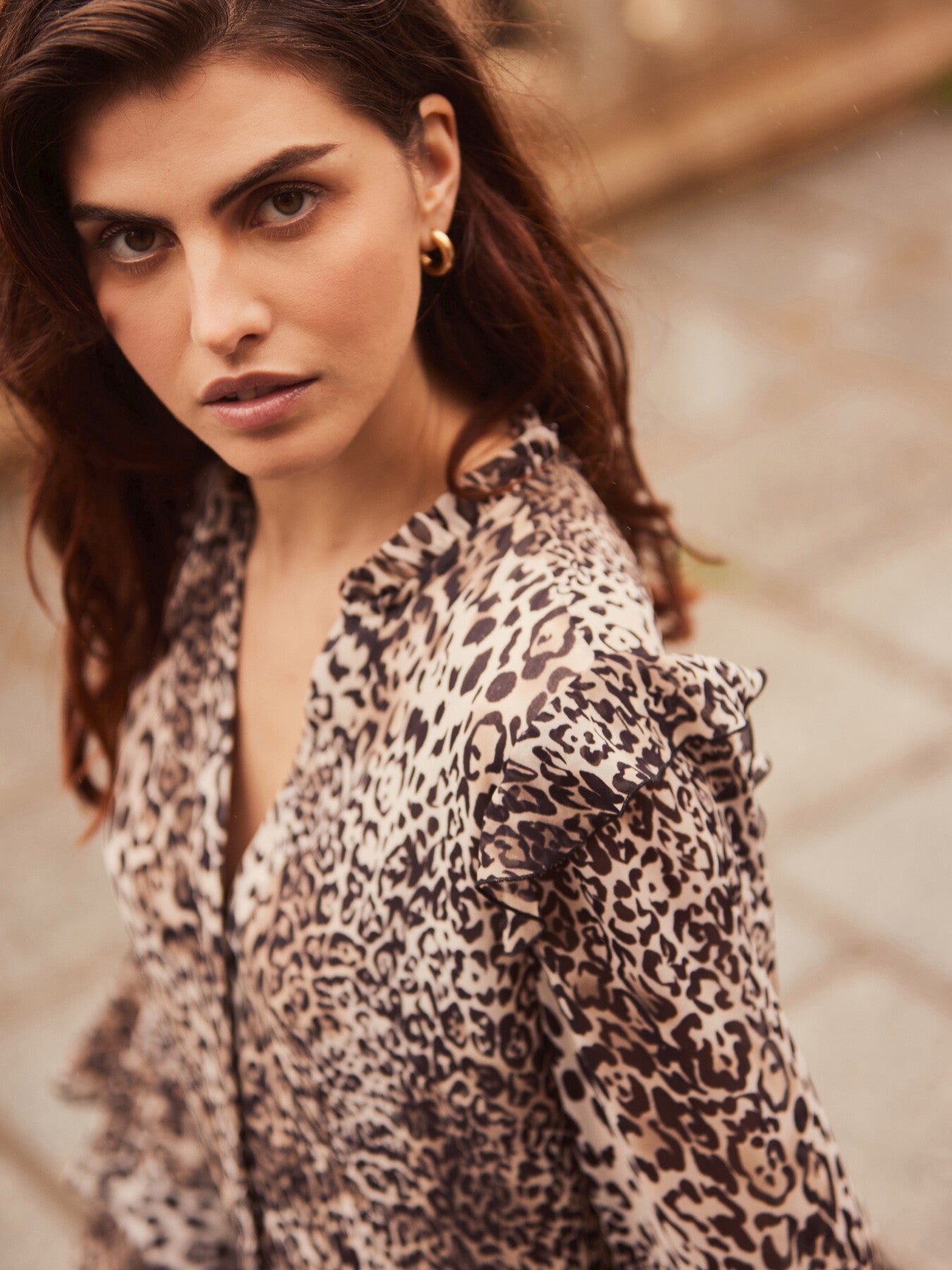 Leopard Print Ruffle Mini Dress