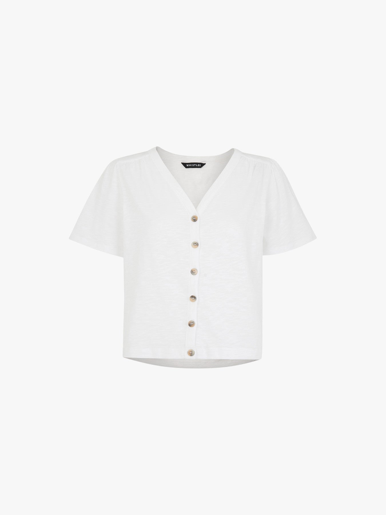 Maeve V Neck Button Front Tee