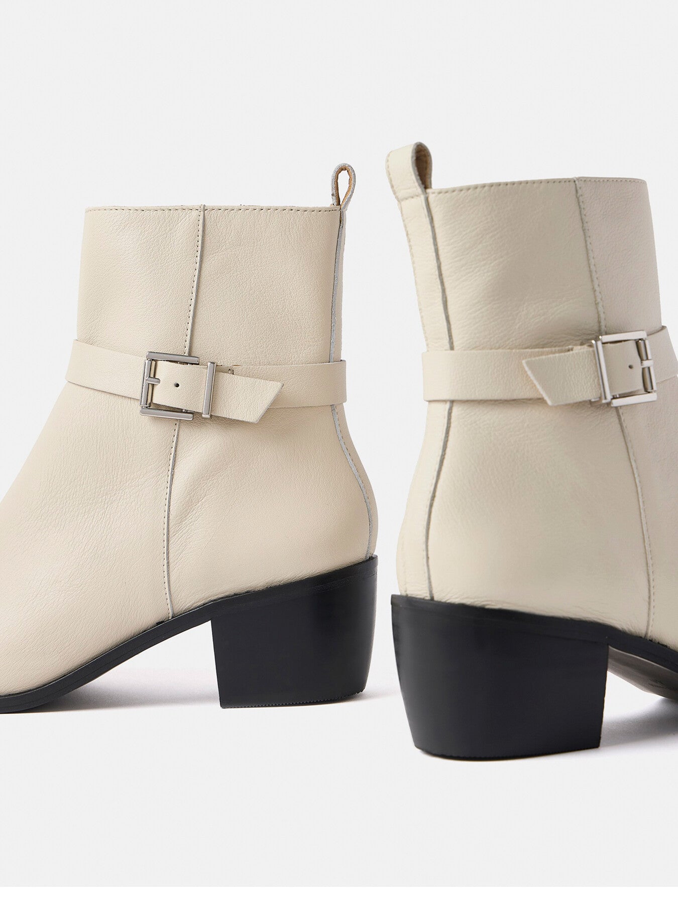 Leather Buckled Ankle Boots