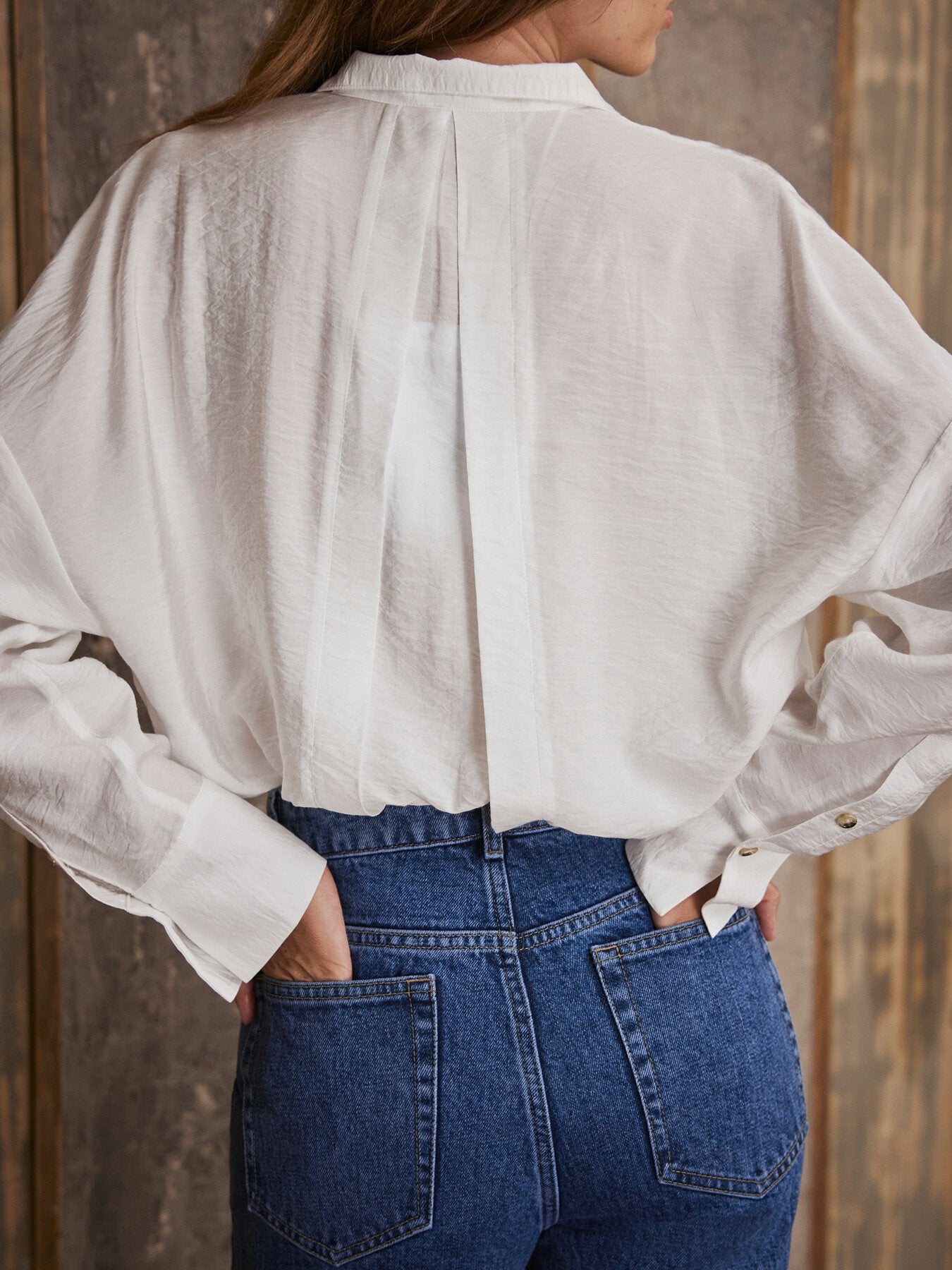 White Stand Collar Blouse