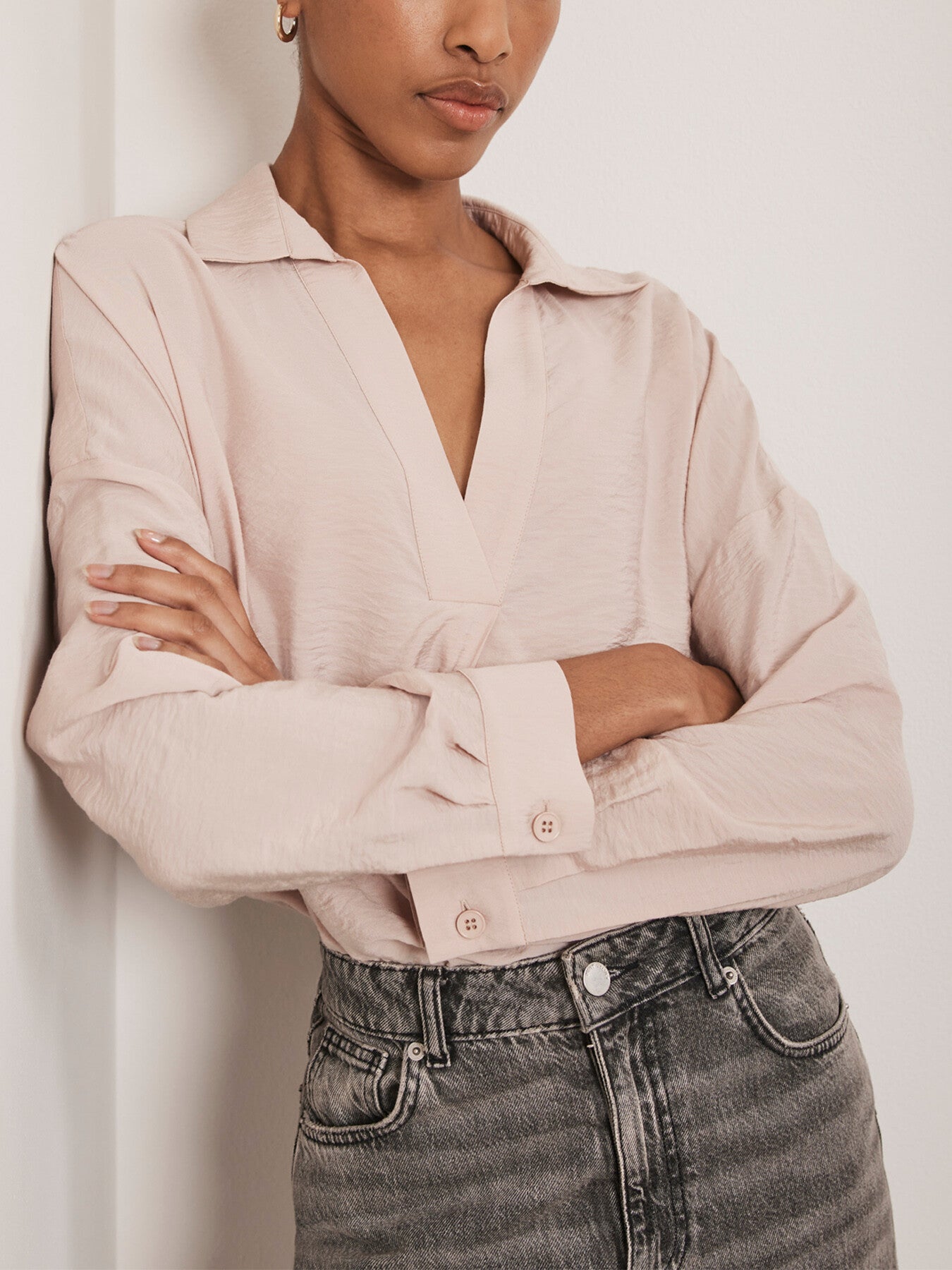 Blush Pink Throw On Shirt