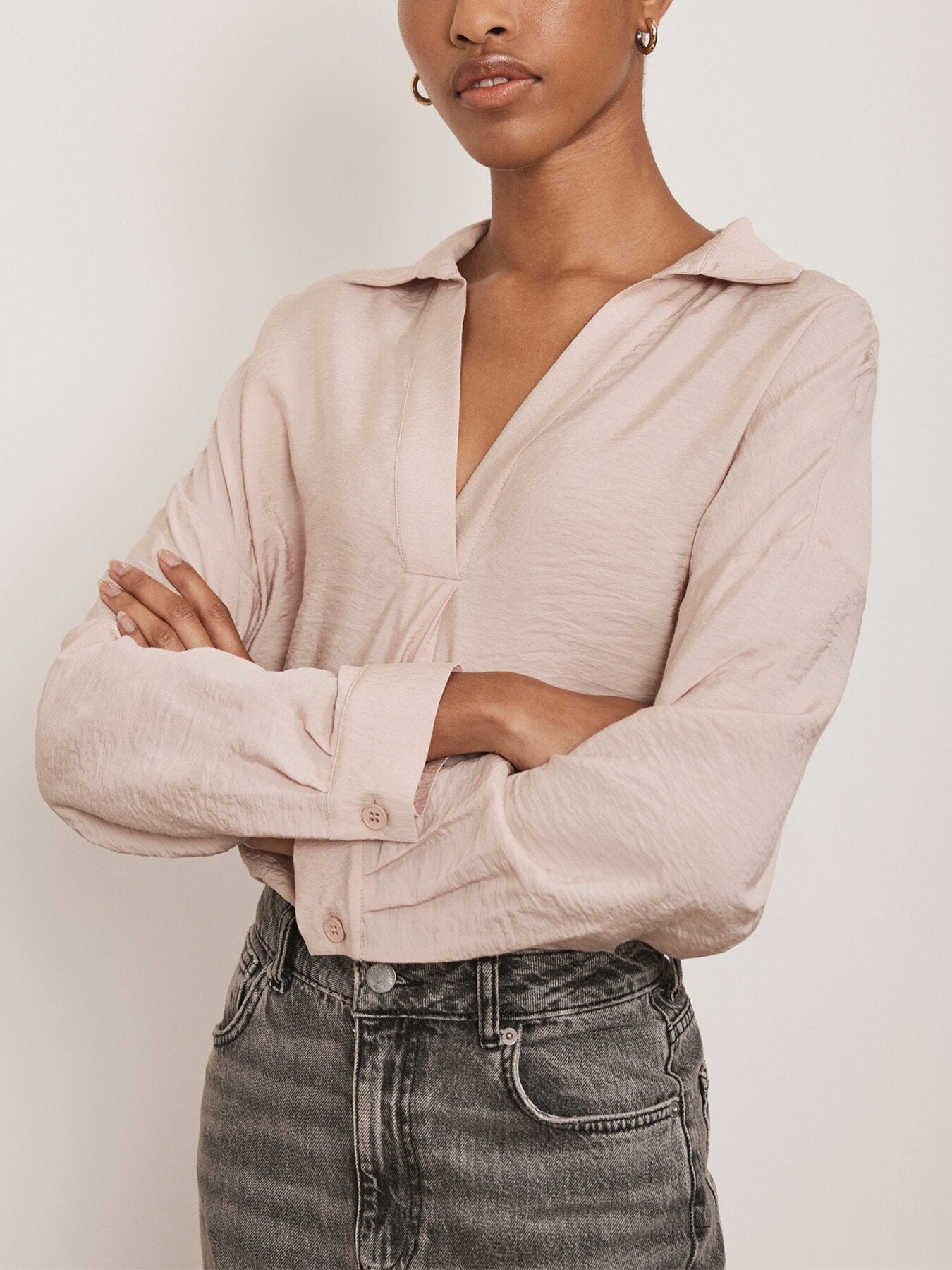 Blush Pink Throw On Shirt
