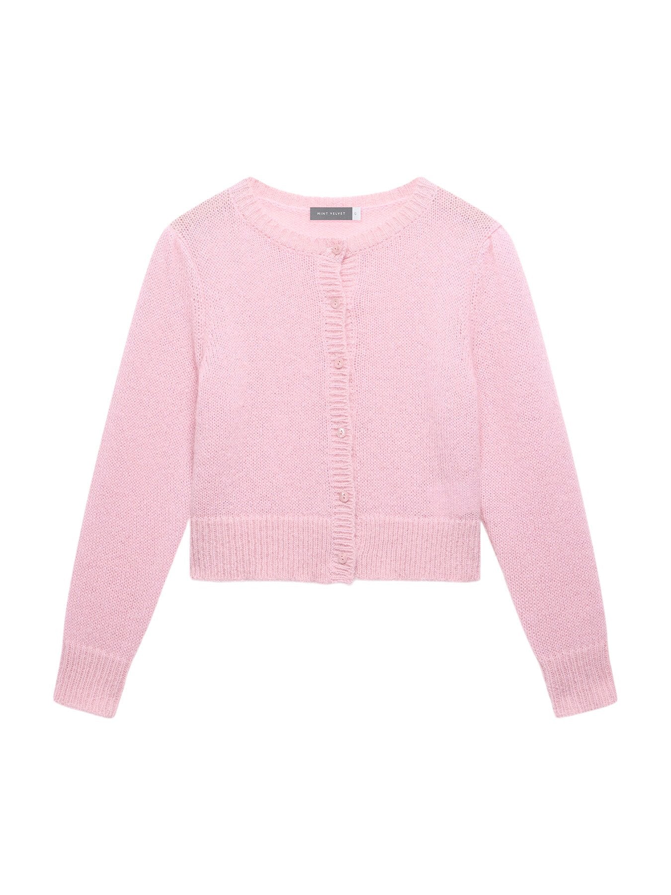Pink Lightweight Wool Blend Knit Cardigan