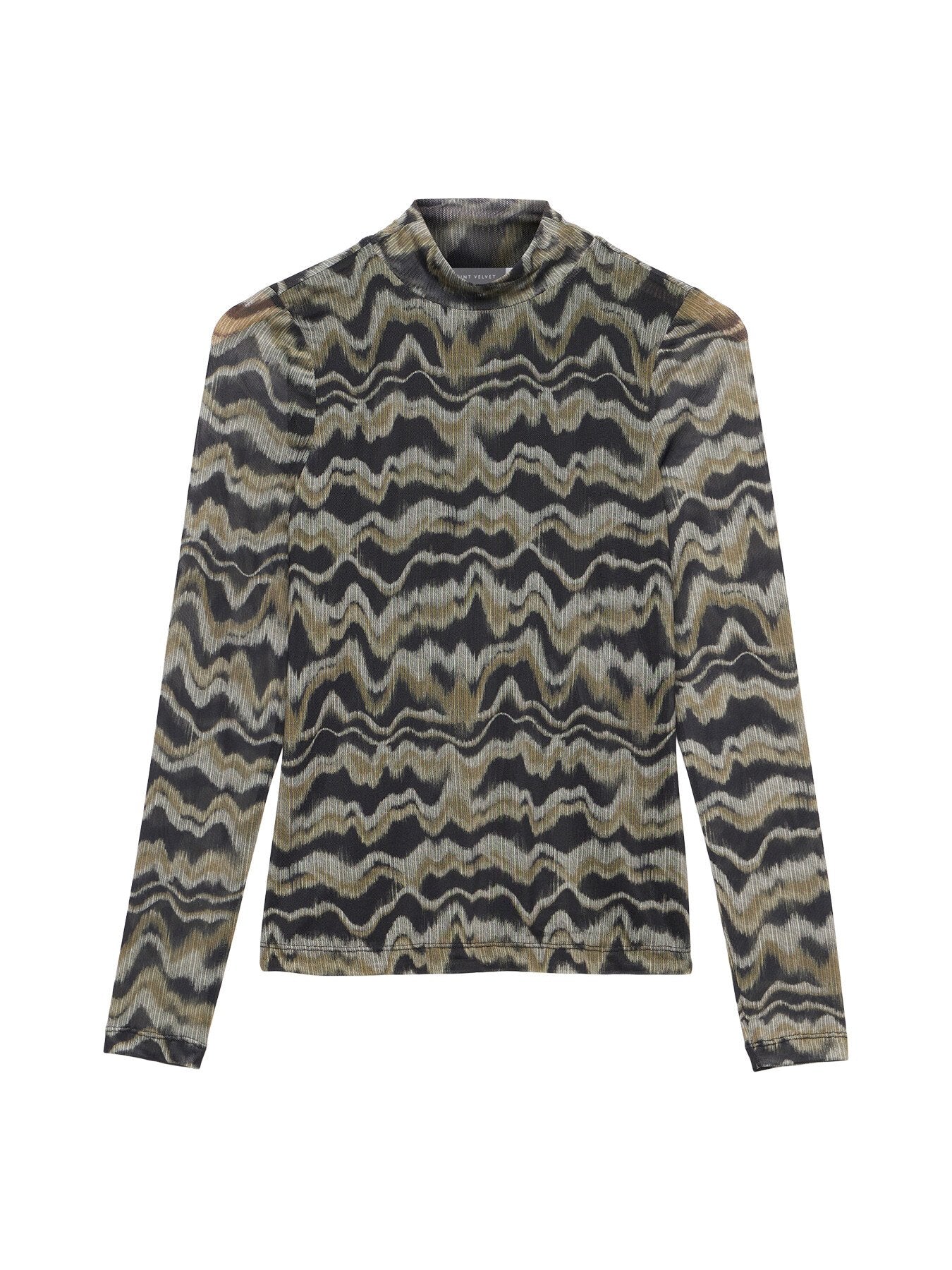 Neutral Abstract Print Mesh Top