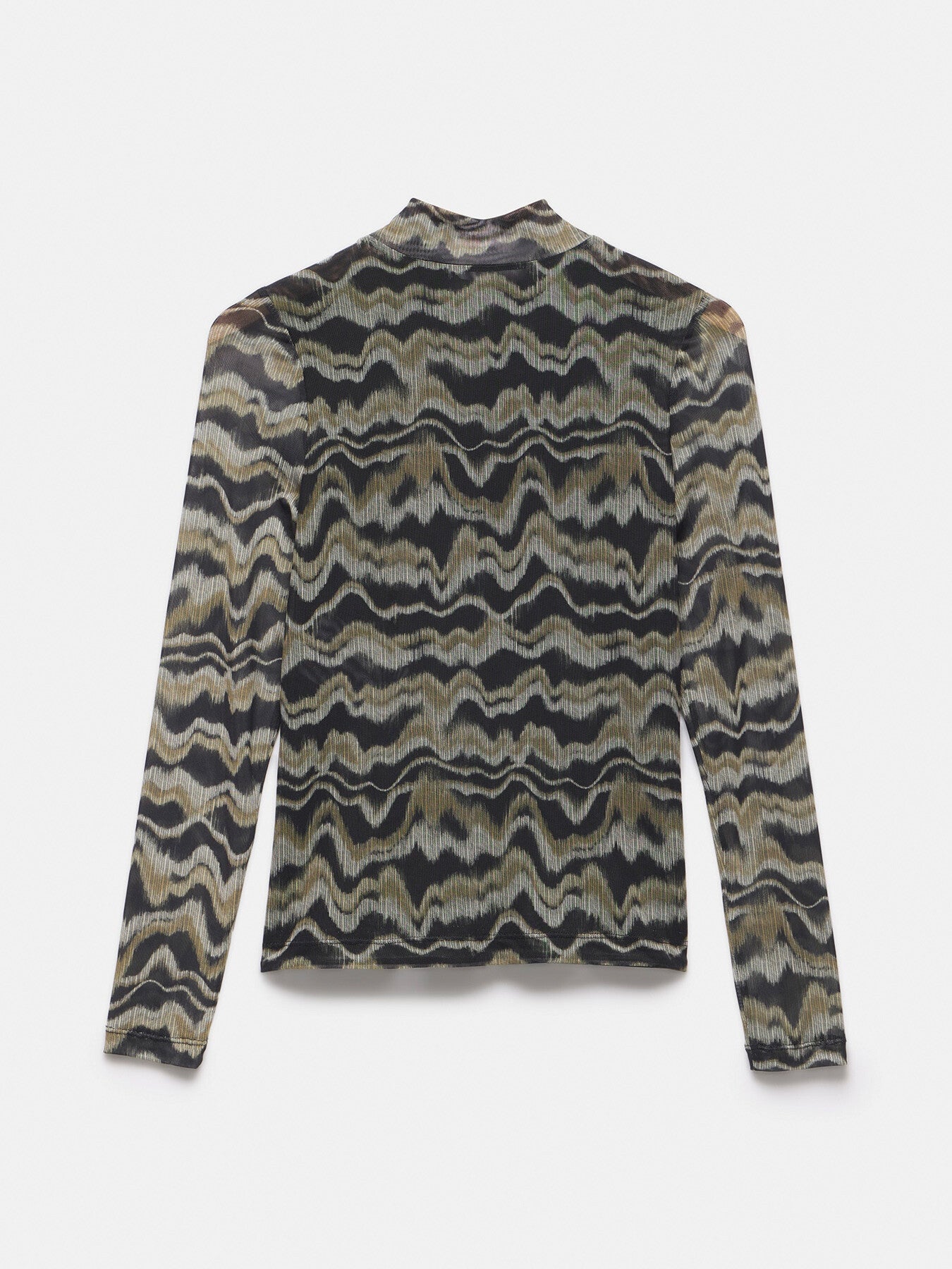 Neutral Abstract Print Mesh Top