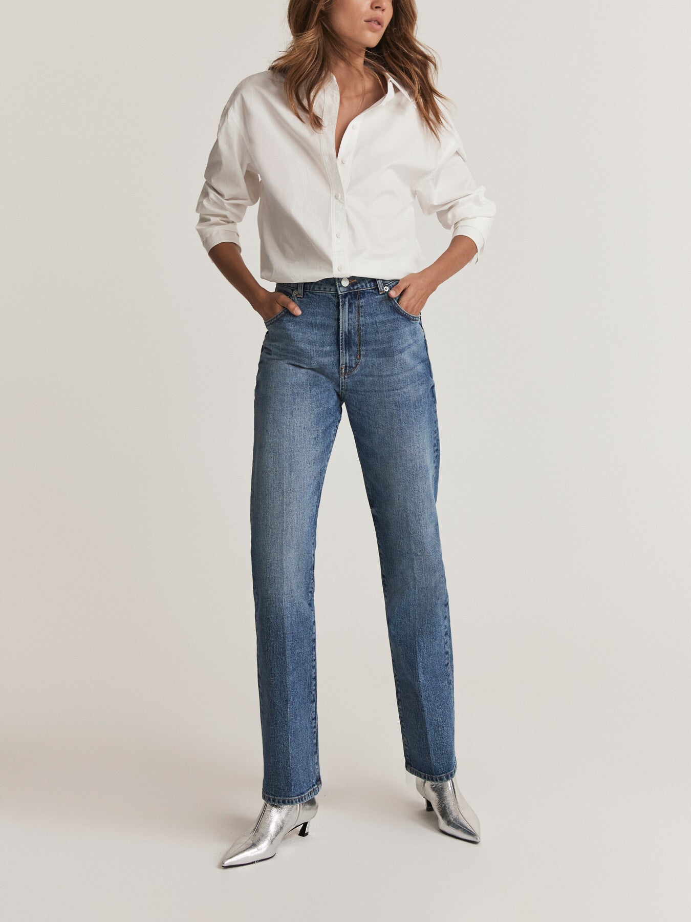 Mid Indigo Straight Jeans