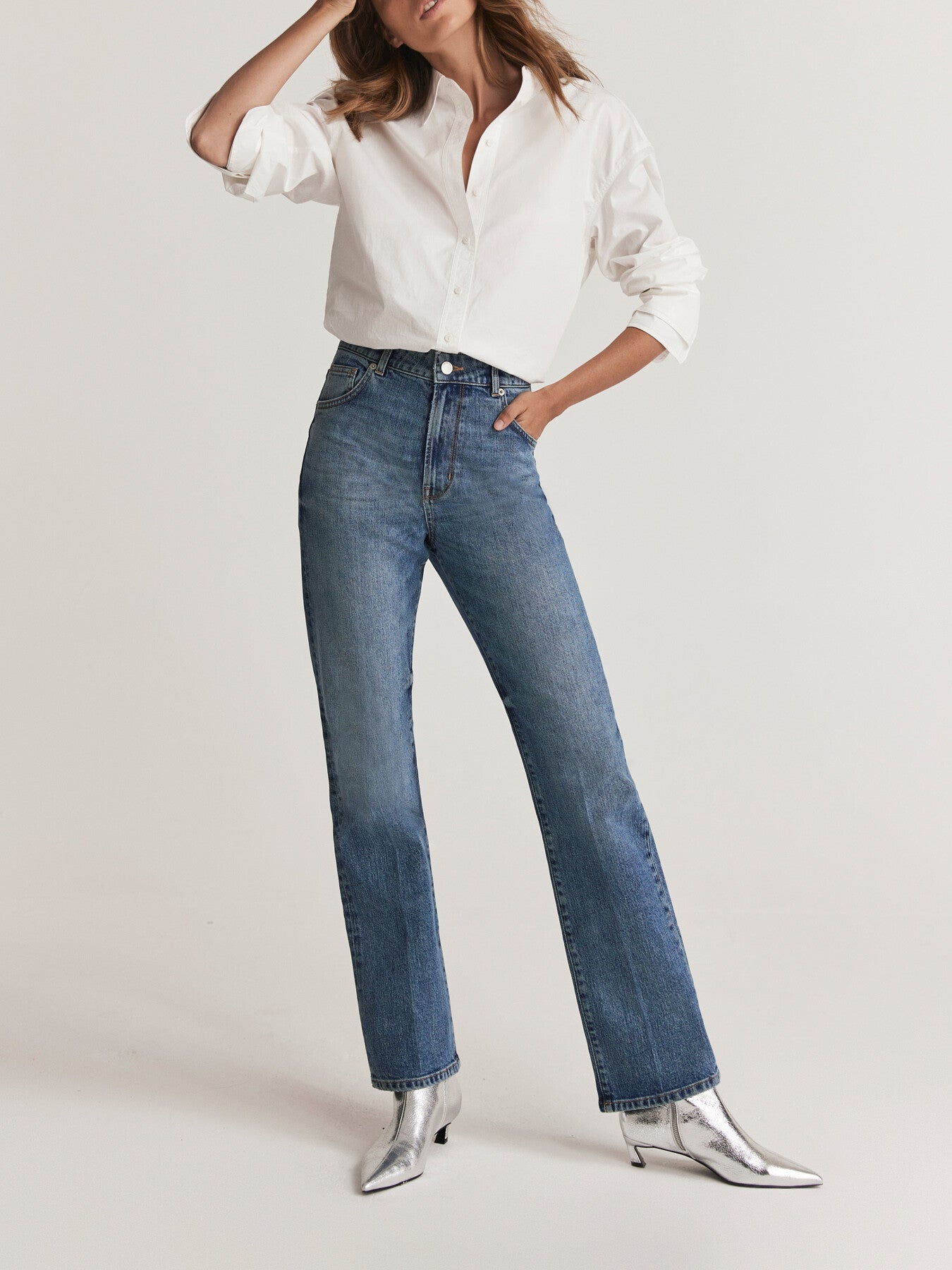 Mid Indigo Straight Jeans
