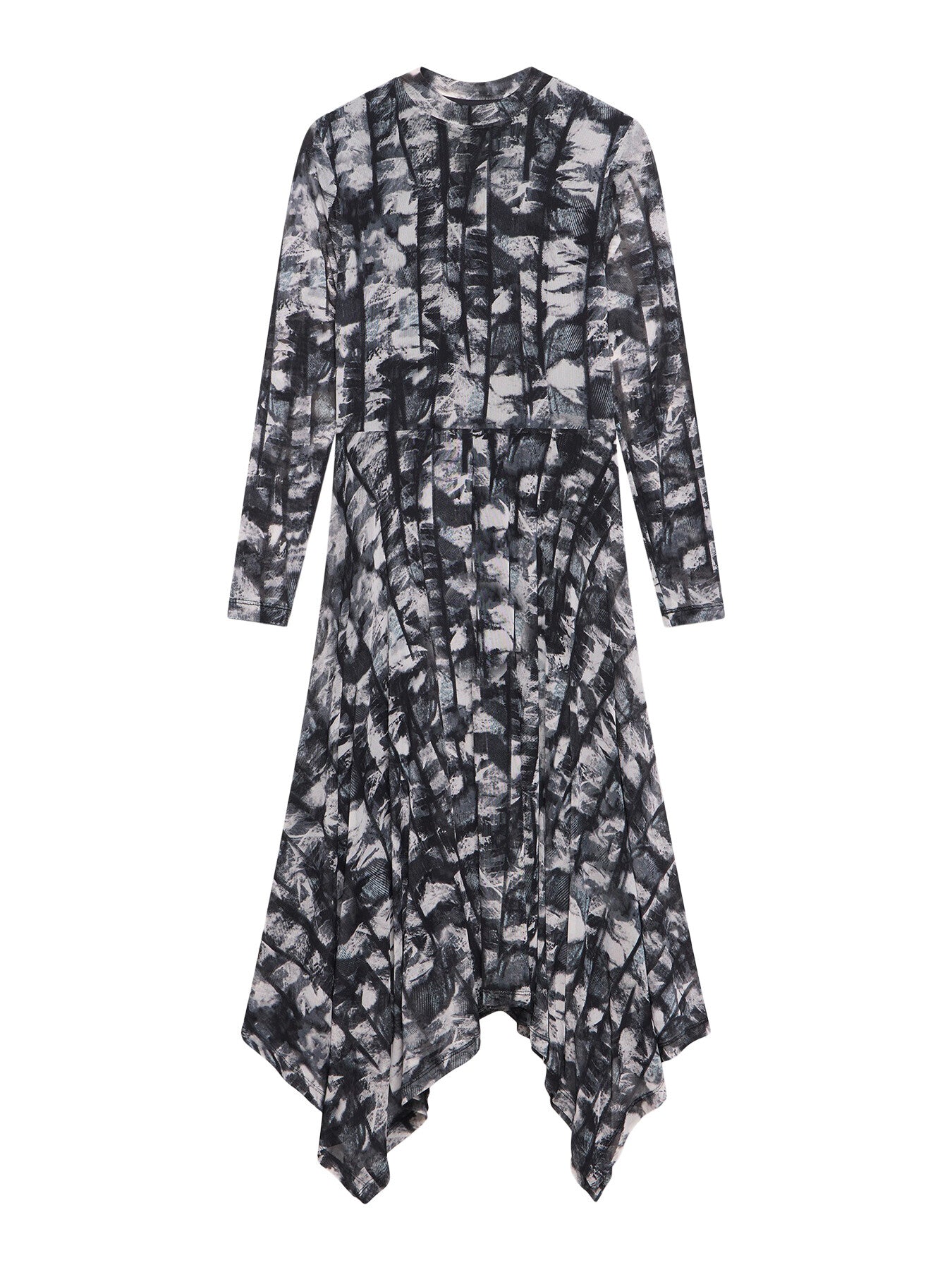 Abstract Print Mesh Midi Dress