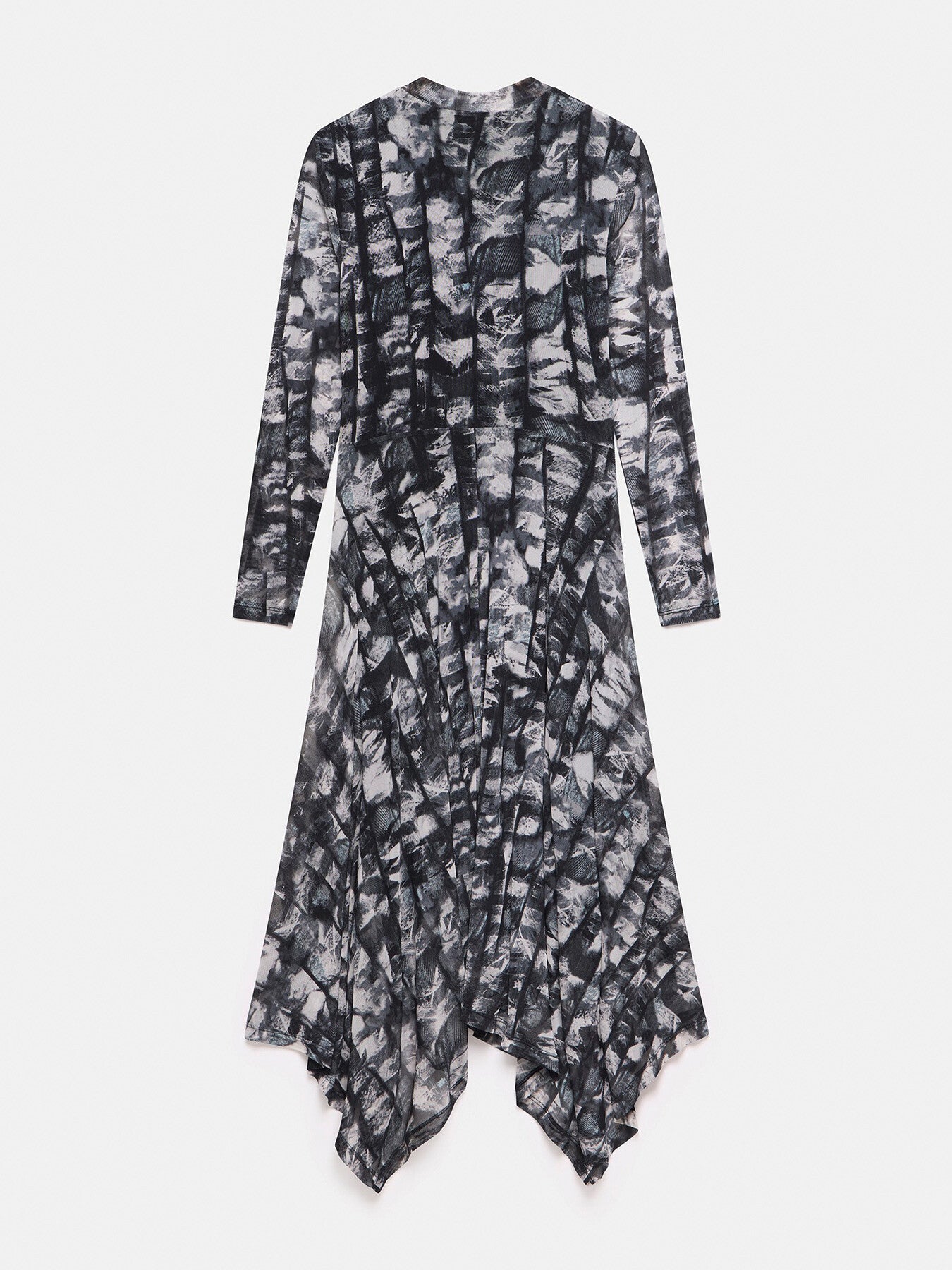 Abstract Print Mesh Midi Dress
