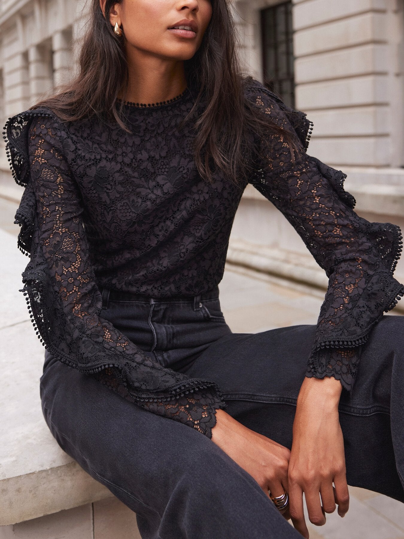 Lace Ruffle Top