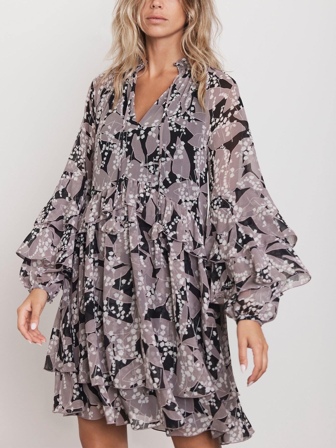 Floral Print Ruffle Mini Dress