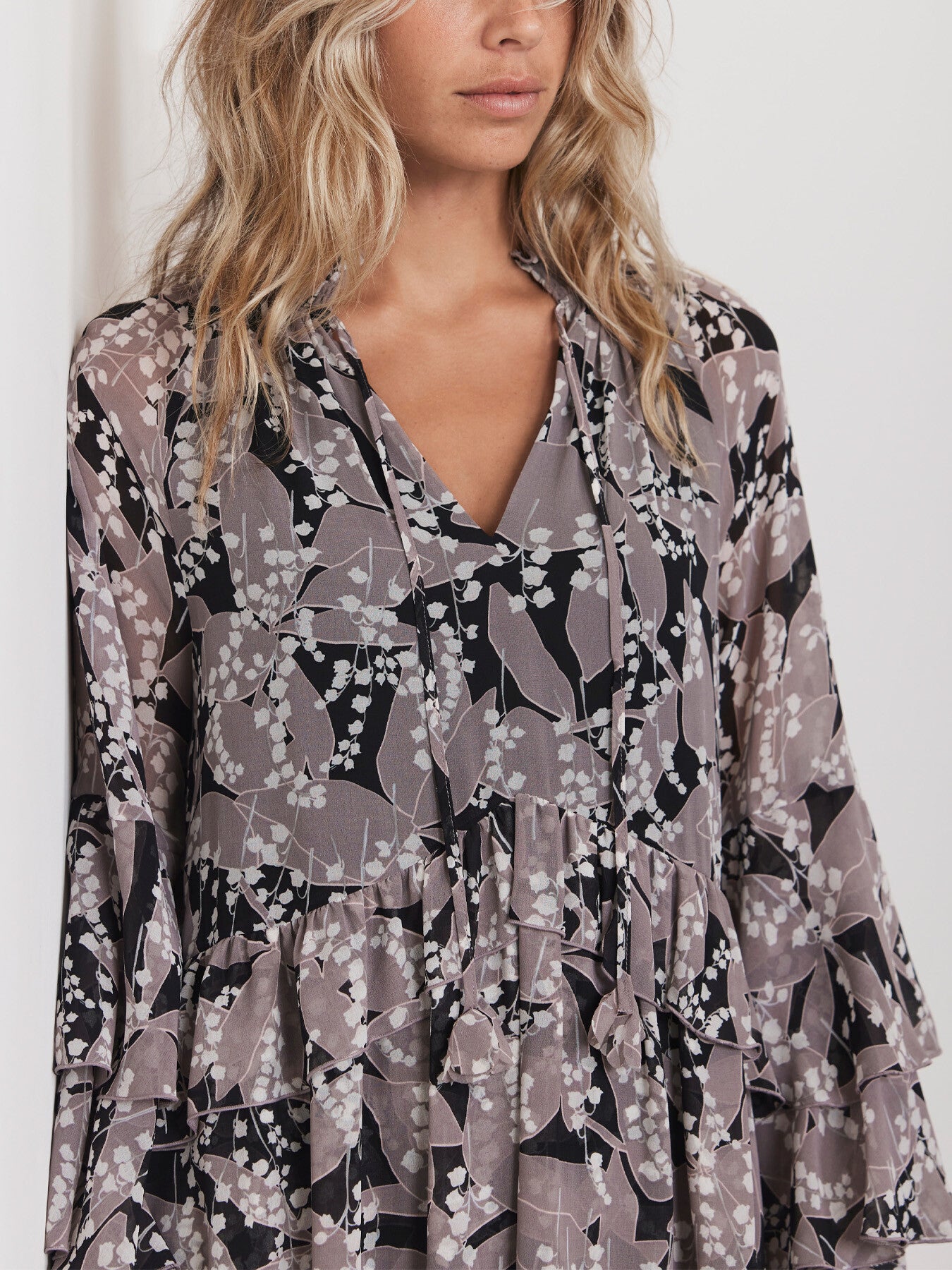 Floral Print Ruffle Mini Dress