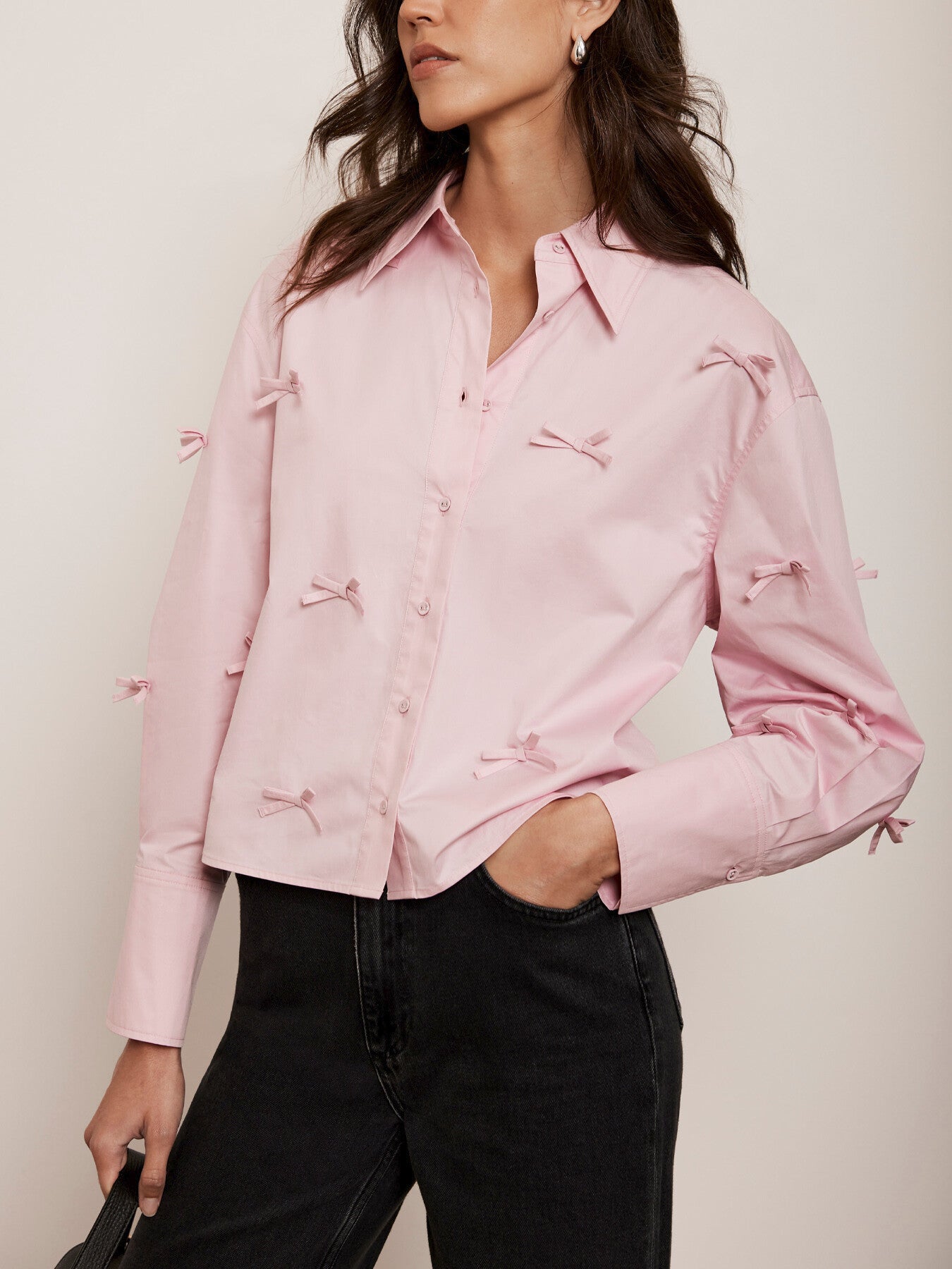 Bow Detail Cropped Shirt