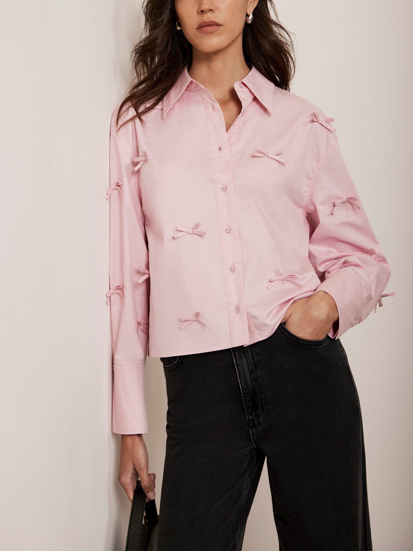Bow Detail Cropped Shirt