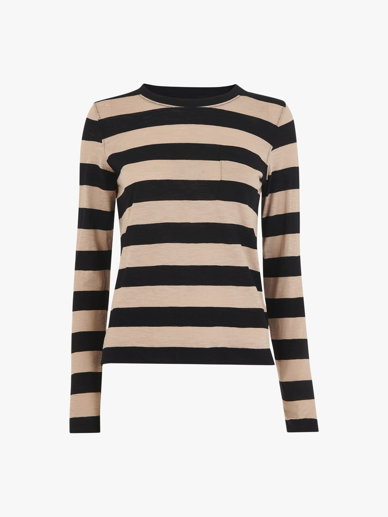 Stripe Crew Neck Pocket Top
