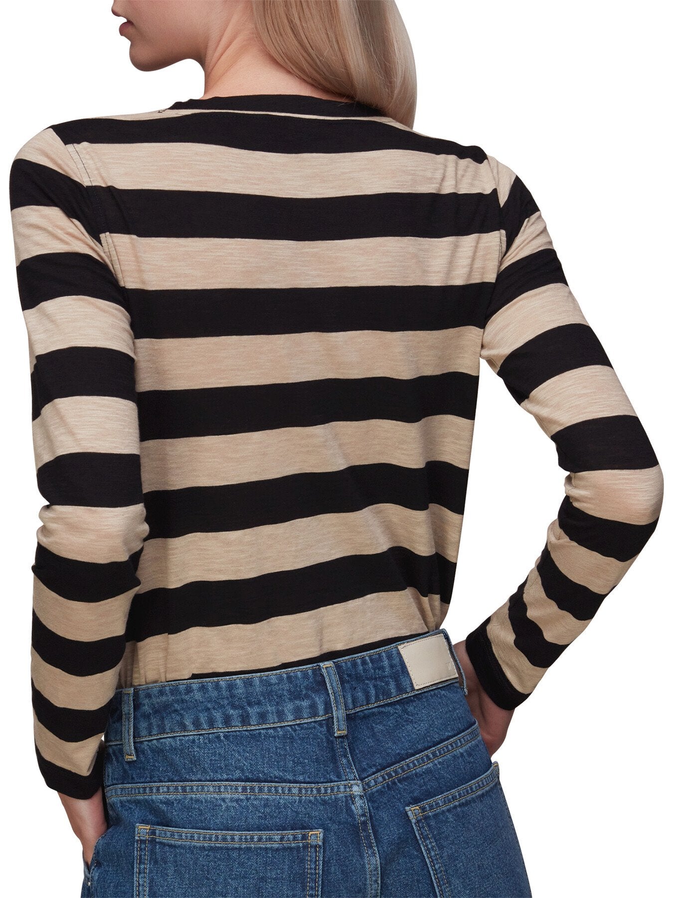 Stripe Crew Neck Pocket Top