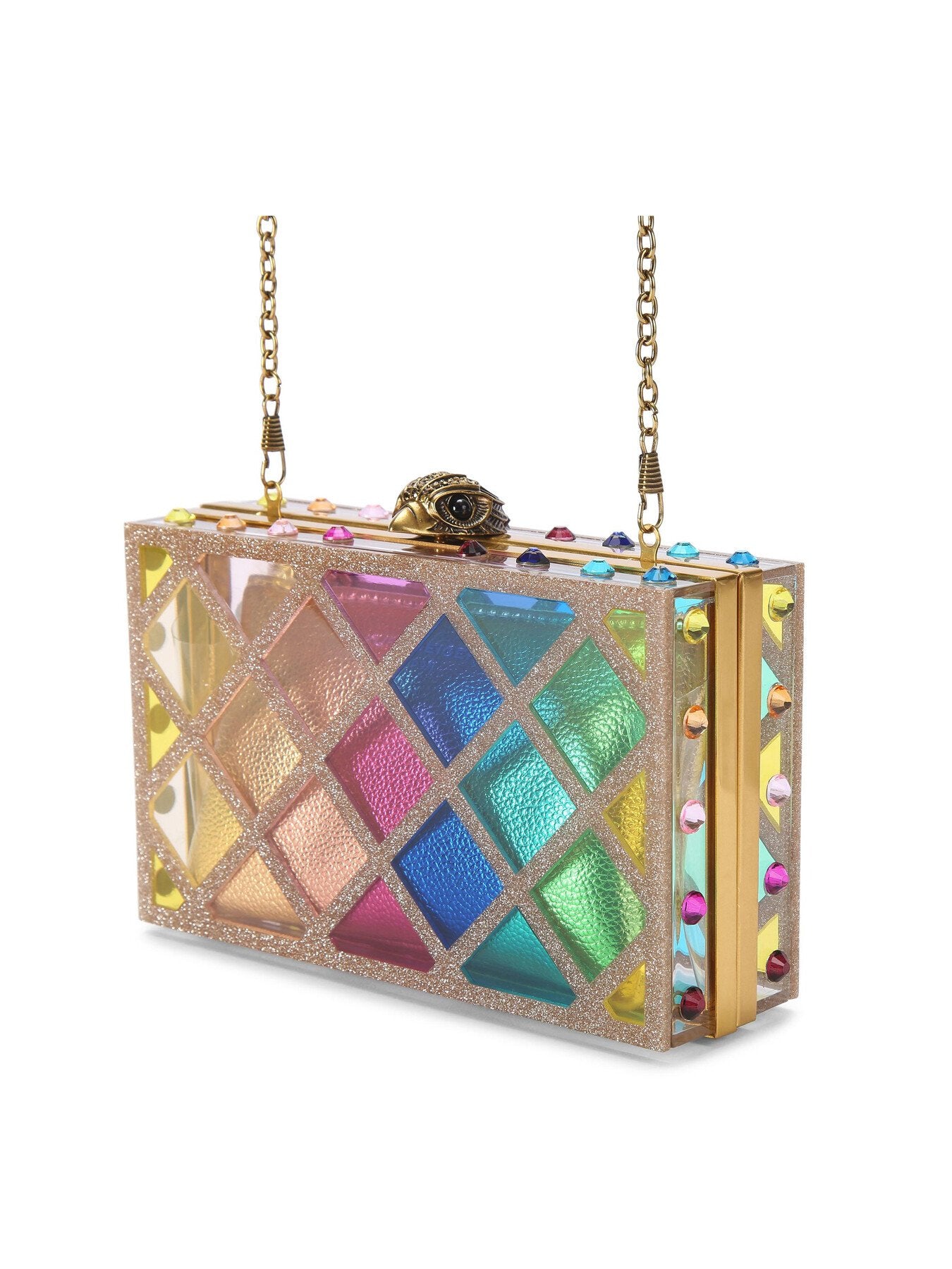 CRYSTAL QUILT BOX CLUTCH