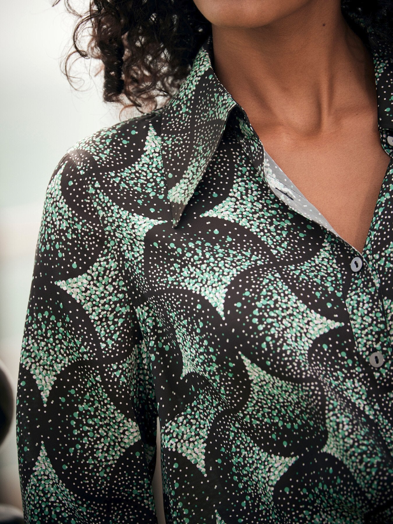 Geometric Print Satin Shirt