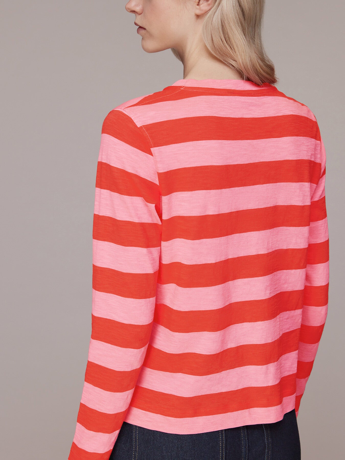 Stripe Crew Neck Pocket Top