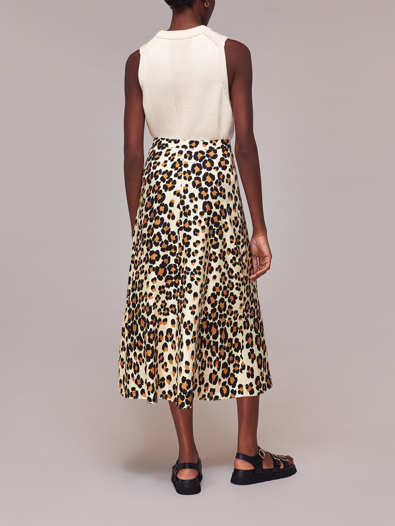 Painted Leopard Button Skirt
