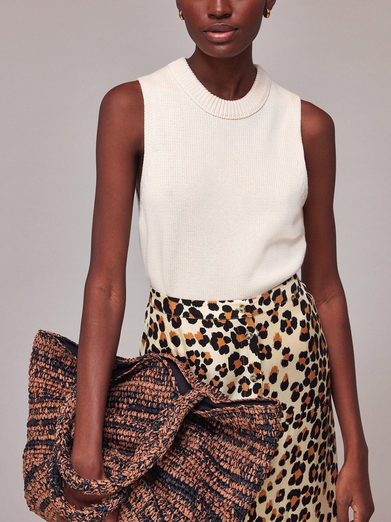 Painted Leopard Button Skirt