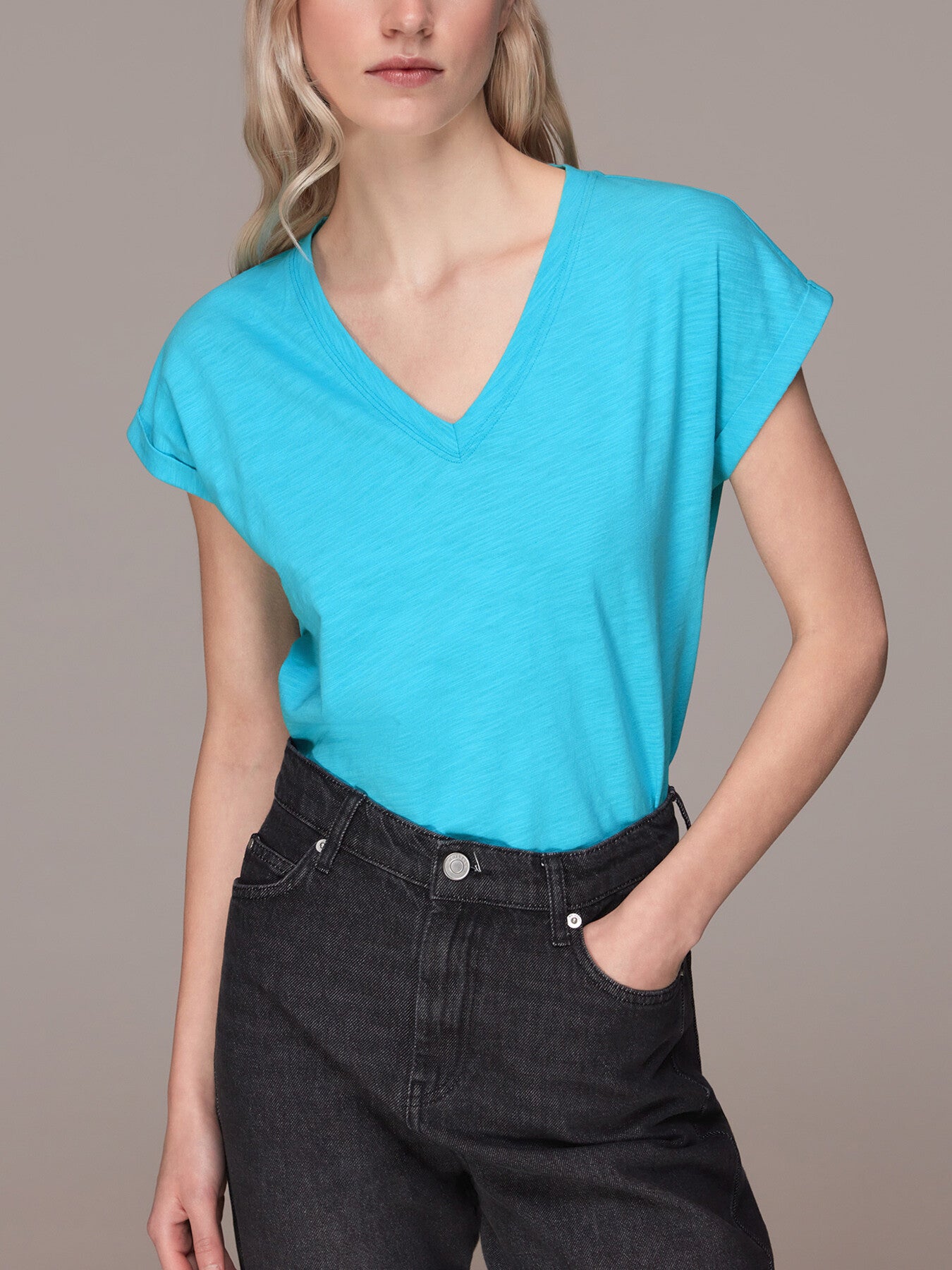 Willa V Neck Cap Sleeve Tee