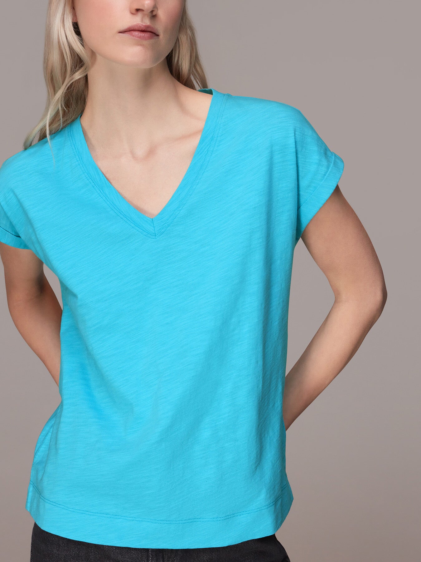 Willa V Neck Cap Sleeve Tee
