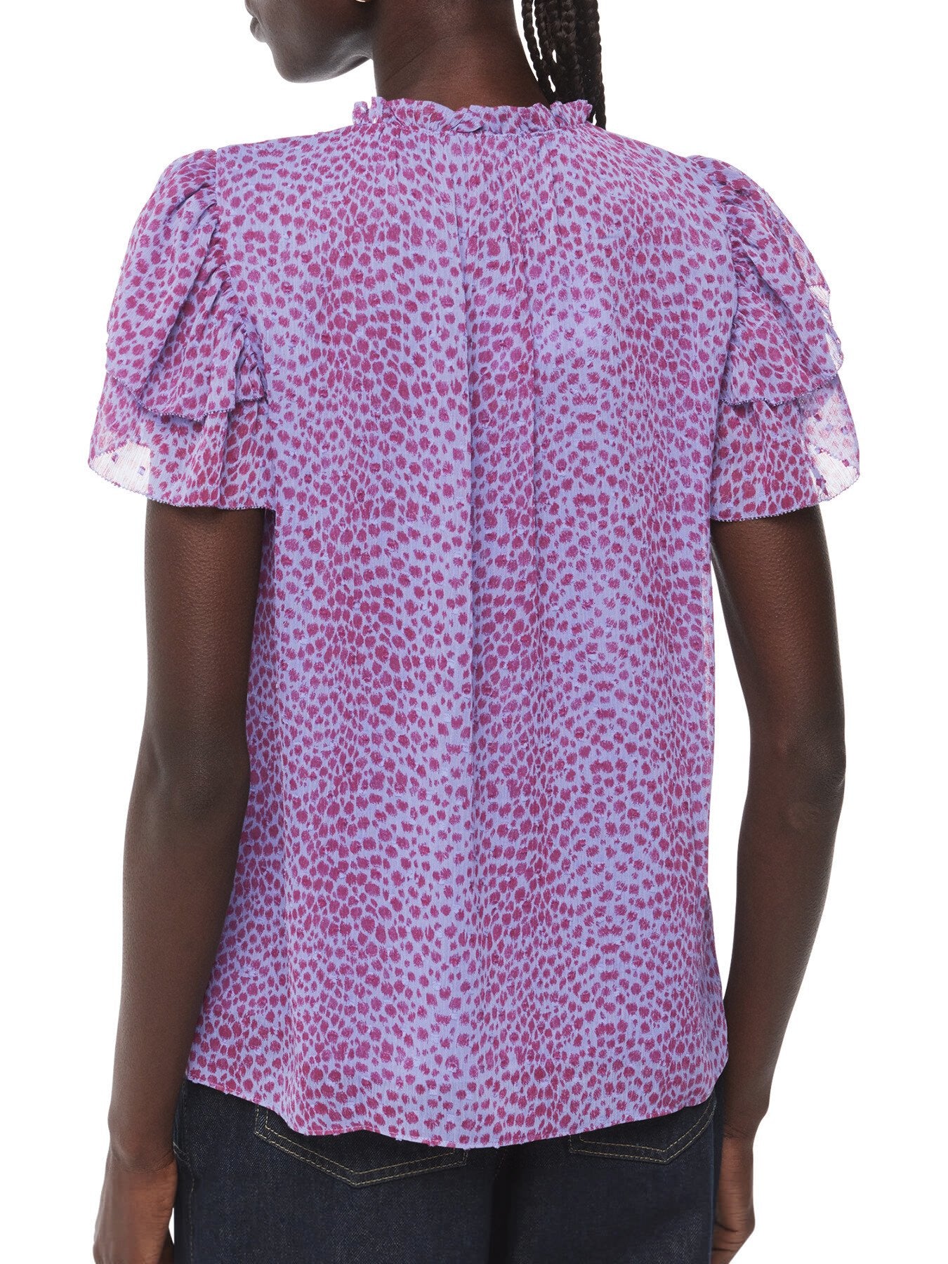 Sketched Cheetah Frill Top